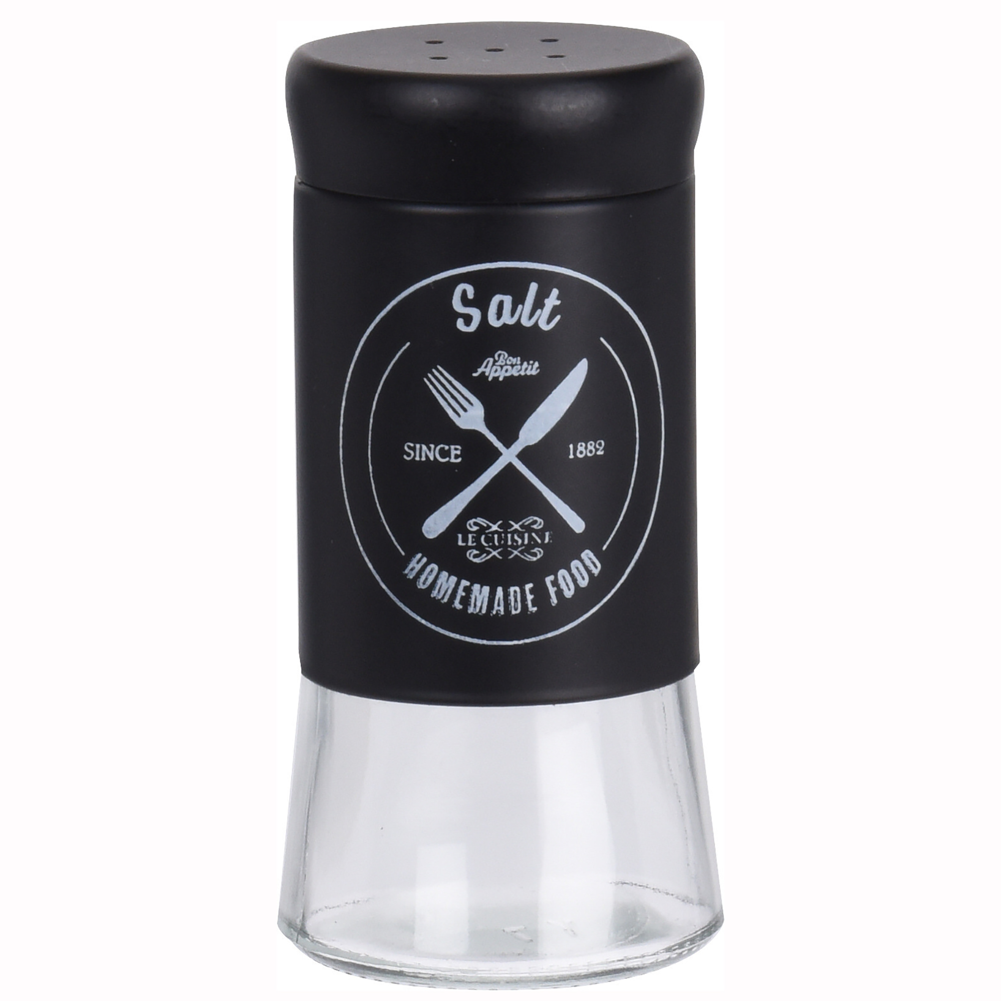 Salz- und Pfefferstreuer aus Glas und Kunststoff H 11 cm