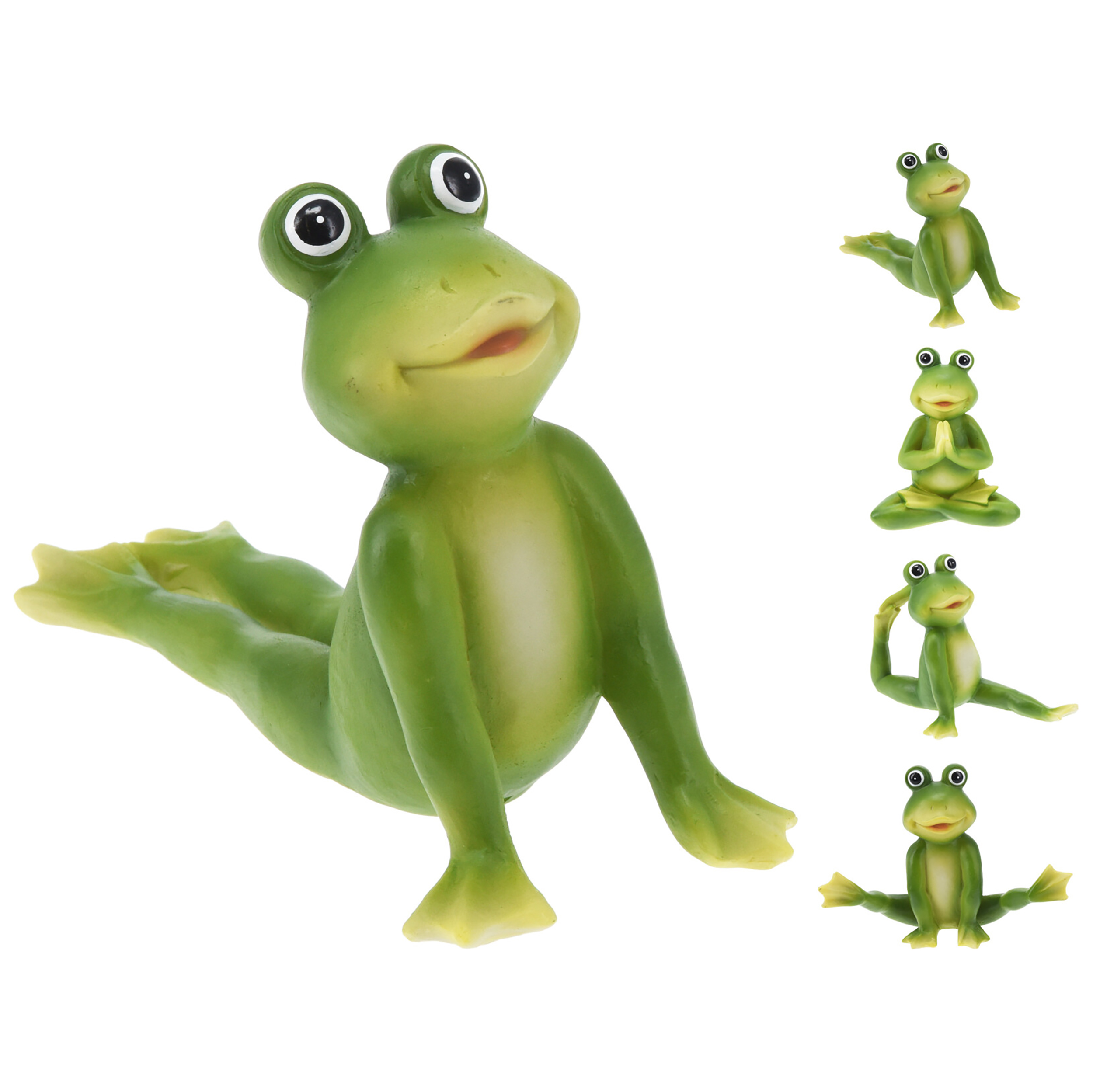 4er Set "Yoga Frosch" 14 x 5 x 10 cm - wetterfestes Polyresin