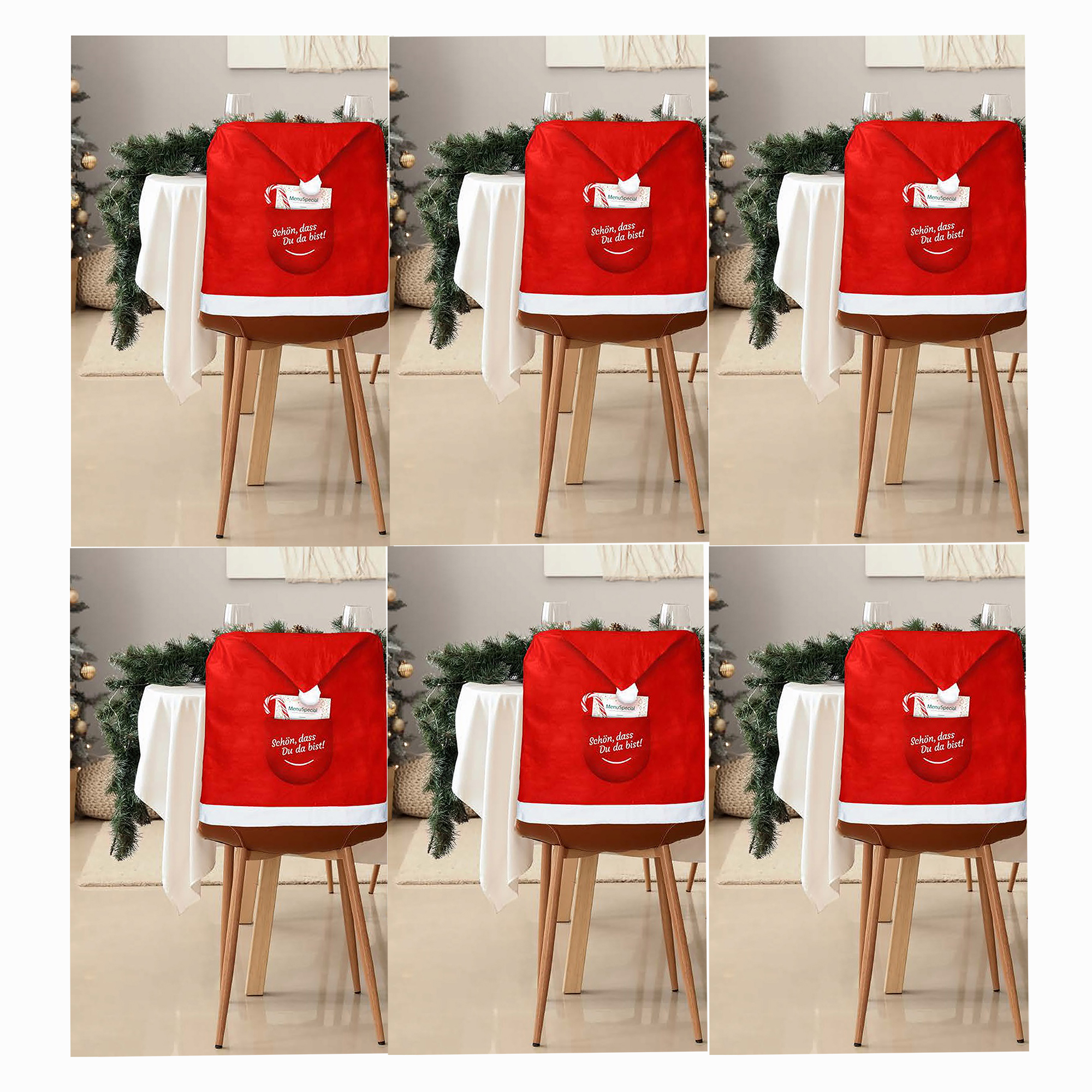 6 x Stuhlhussen für Weihnachten 48 x 64 cm (B/H)