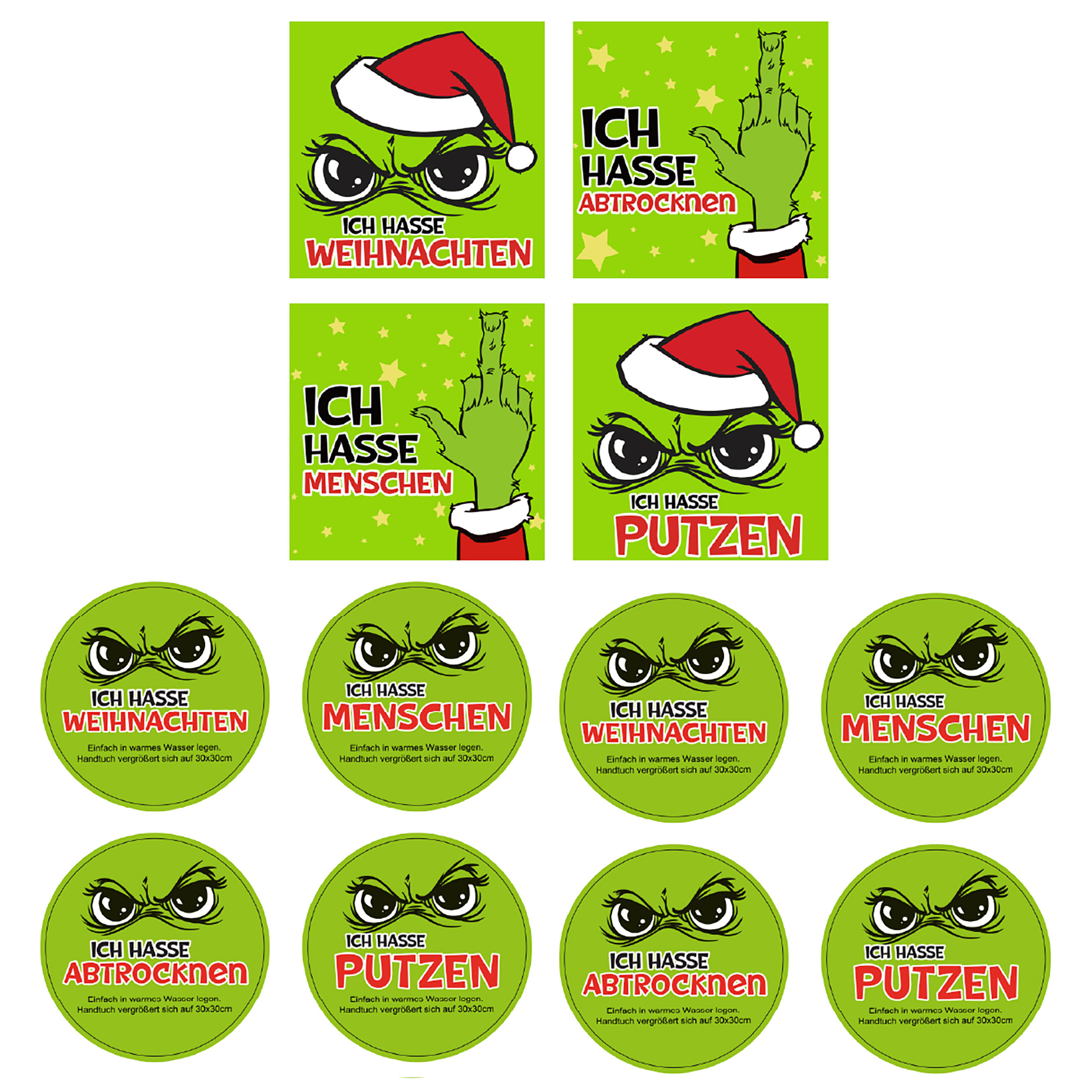 Magische Handtücher "Festtags-Muffel" 30 x 30 cm - 4 Designs
