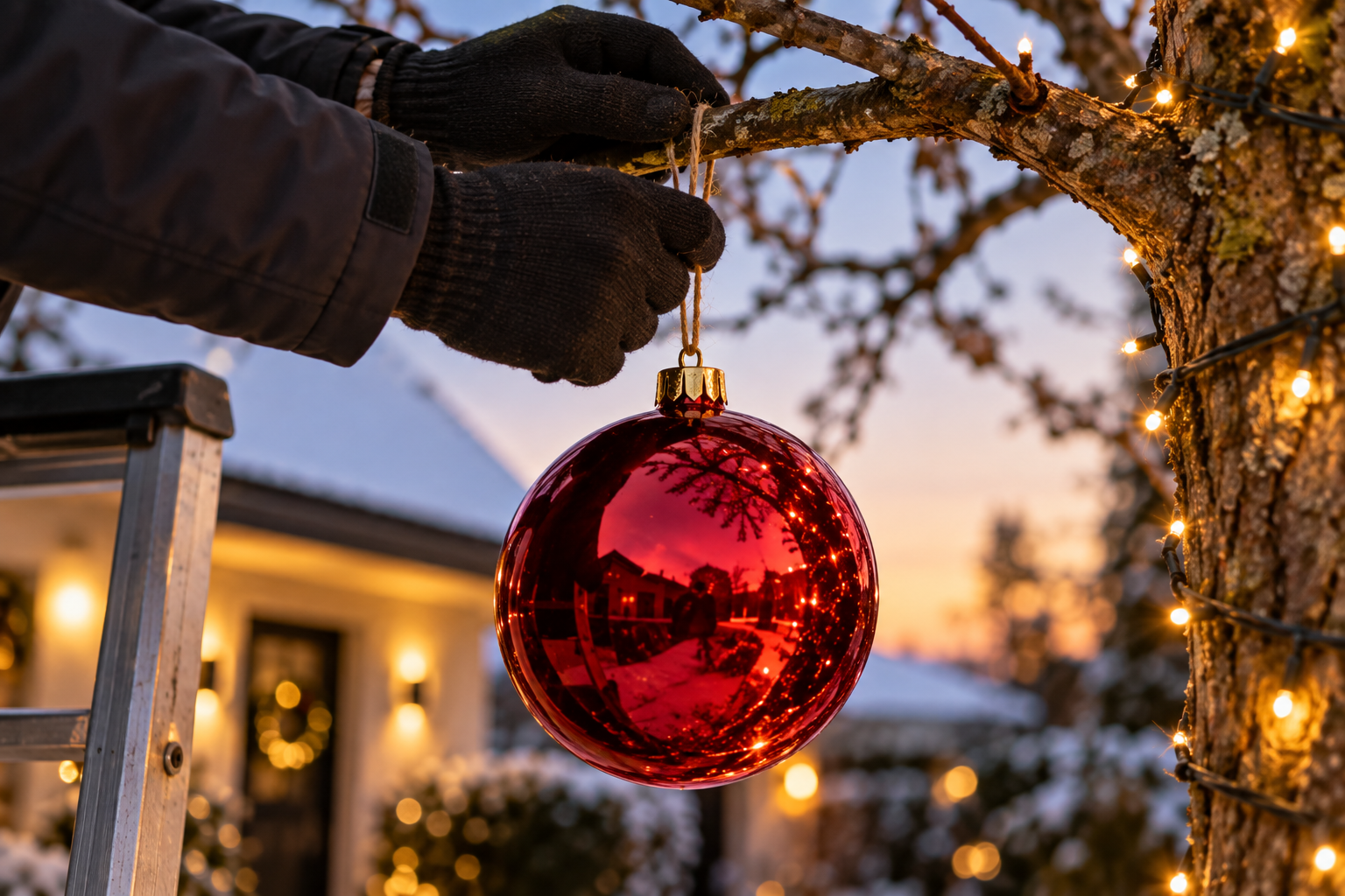 Weihnachtskugeln draußen befestigen: So halten sie bei Wind und Wetter