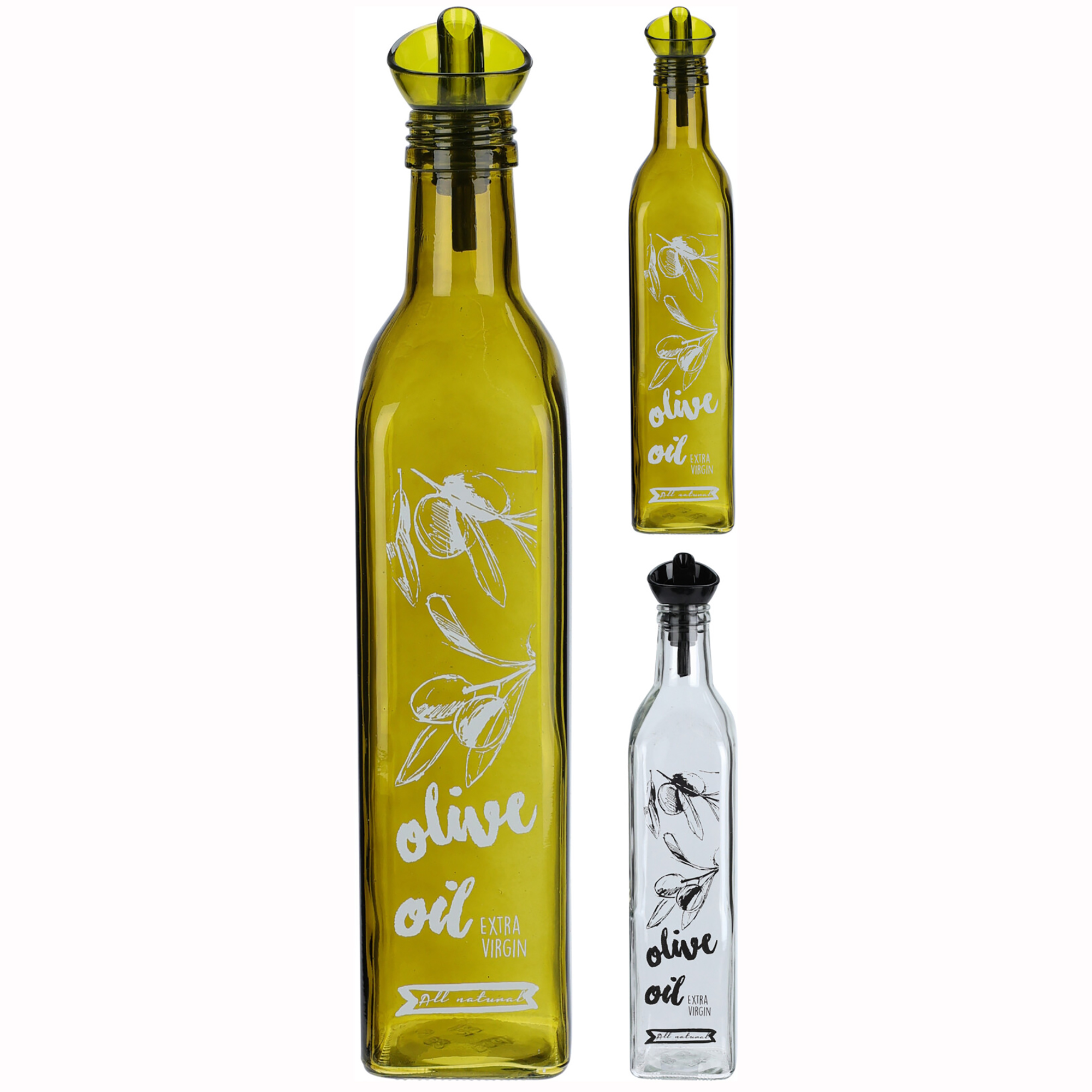 Set aus Essig- und Ölflasche, 500 ml mit Ausgießer - 2 Farben H 28,5 cm