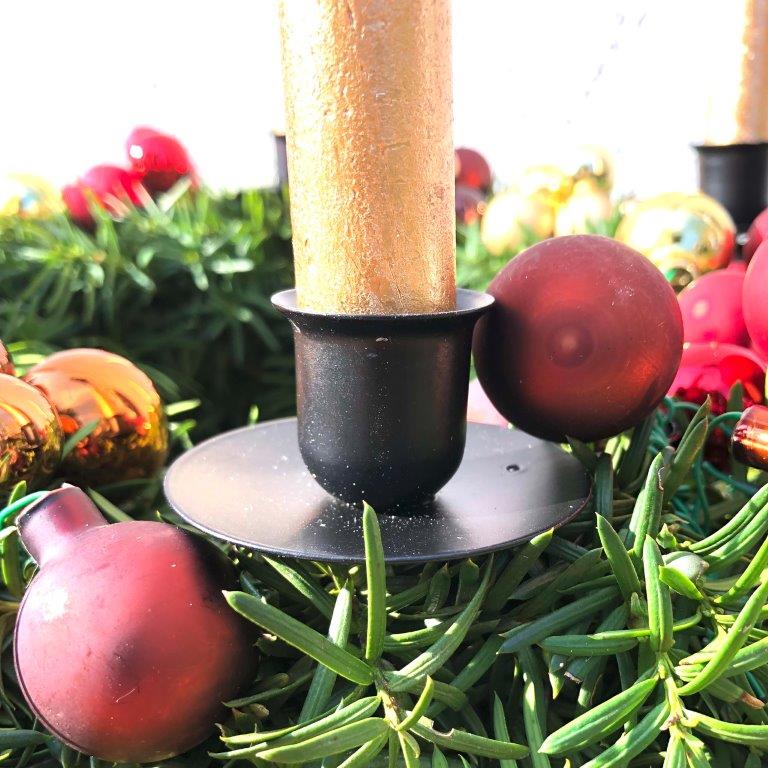 4 x Kerzenhalter aus Metall mit Pick für Adventskranz