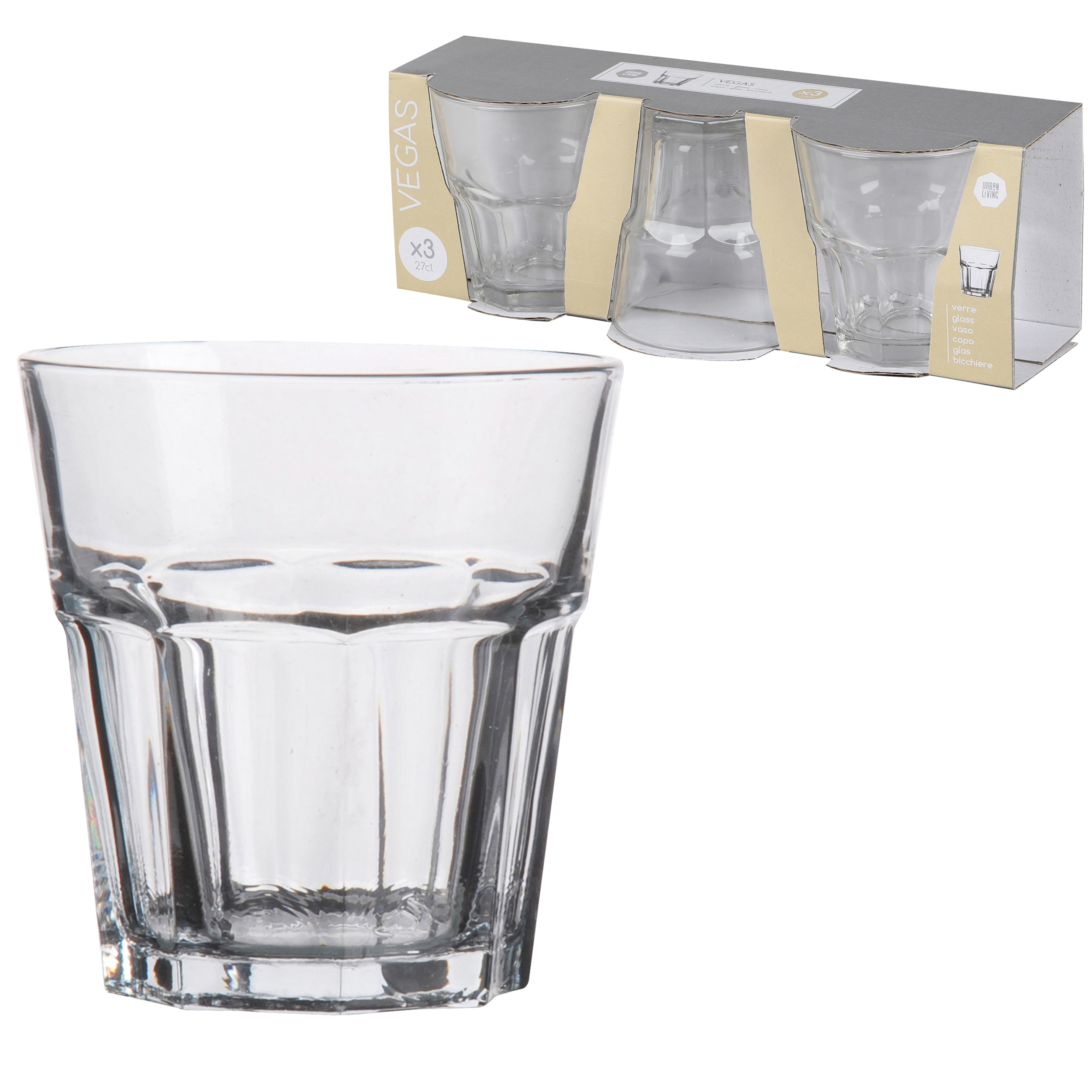6-tlg. Set Vegas Trinkgläser in stilvoller Optik - 270 ml / 180 ml
