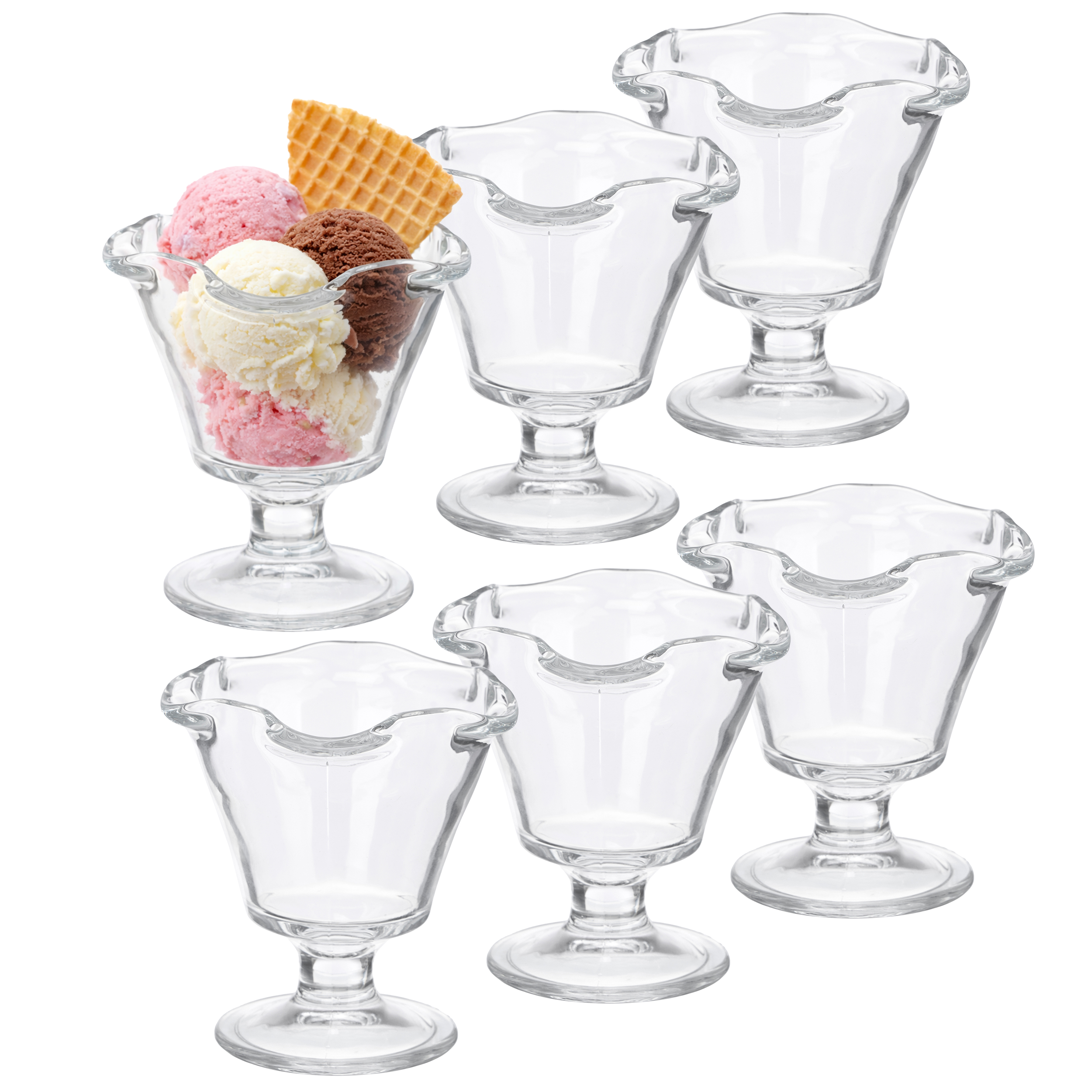6 x Eisbecher "Liva" mit Fuß H 11,5 cm - 240 ml