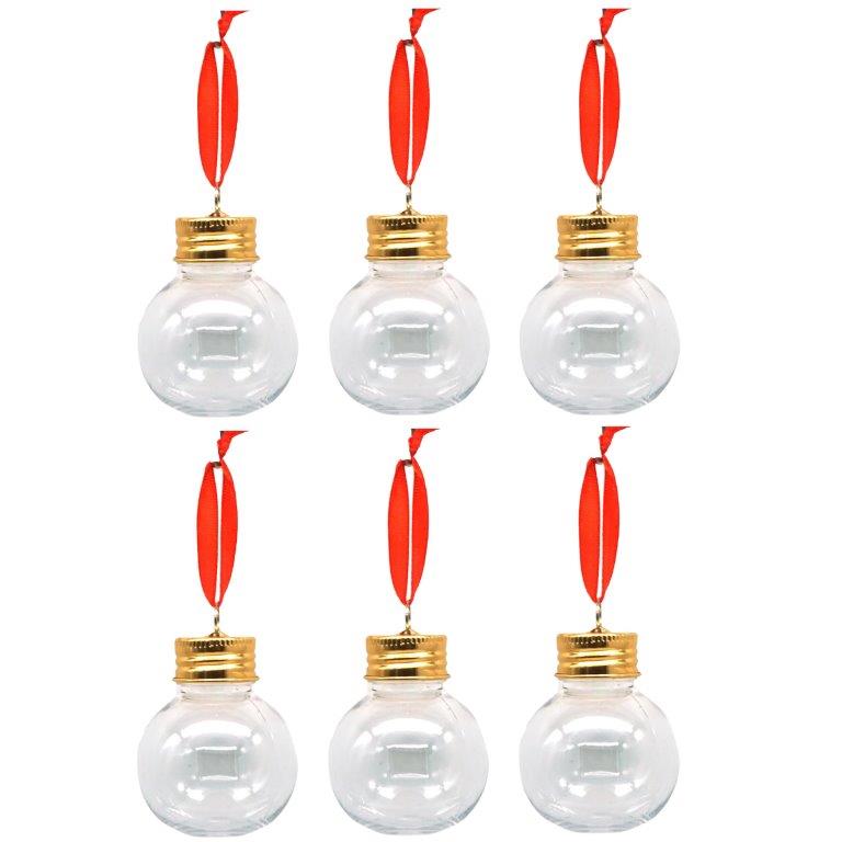 6er Set Likör-Weihnachtskugeln zum Befüllen 50 ml