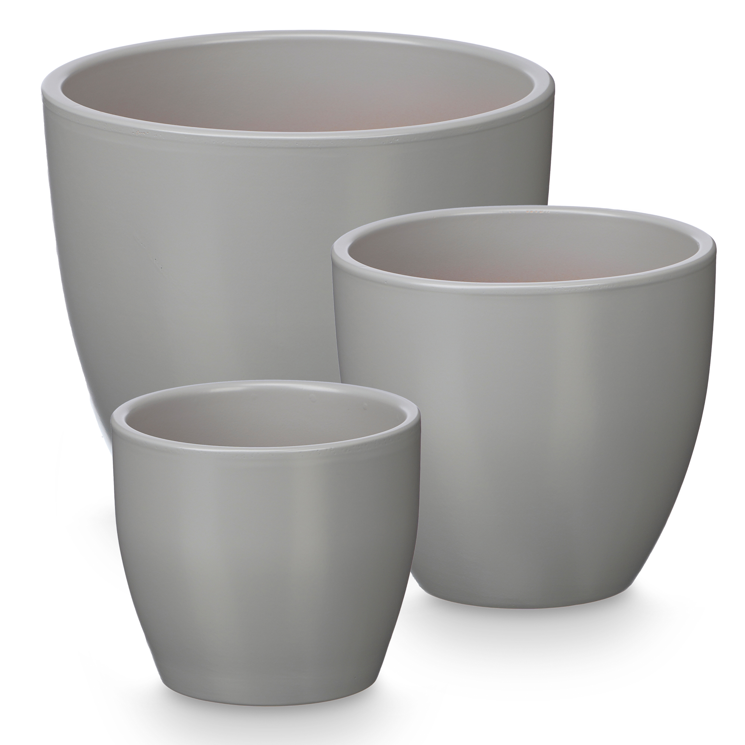 3er Set Blumenübertöpfe "Elena" aus Keramik - in konischer, runder und Zylinderform