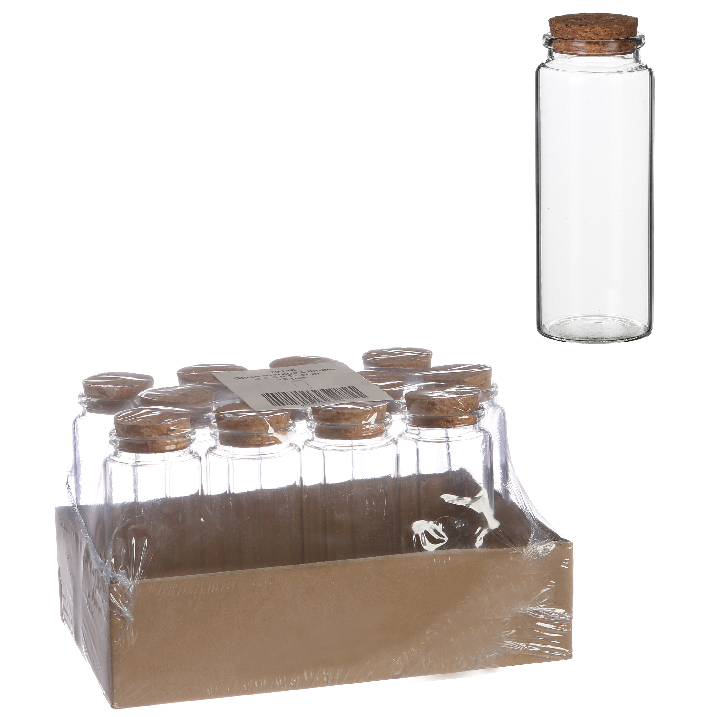 12 x Glasflaschen mit Deckel aus Kork H 7,5 oder 12,5 cm - Gewürzgläser - Vasen