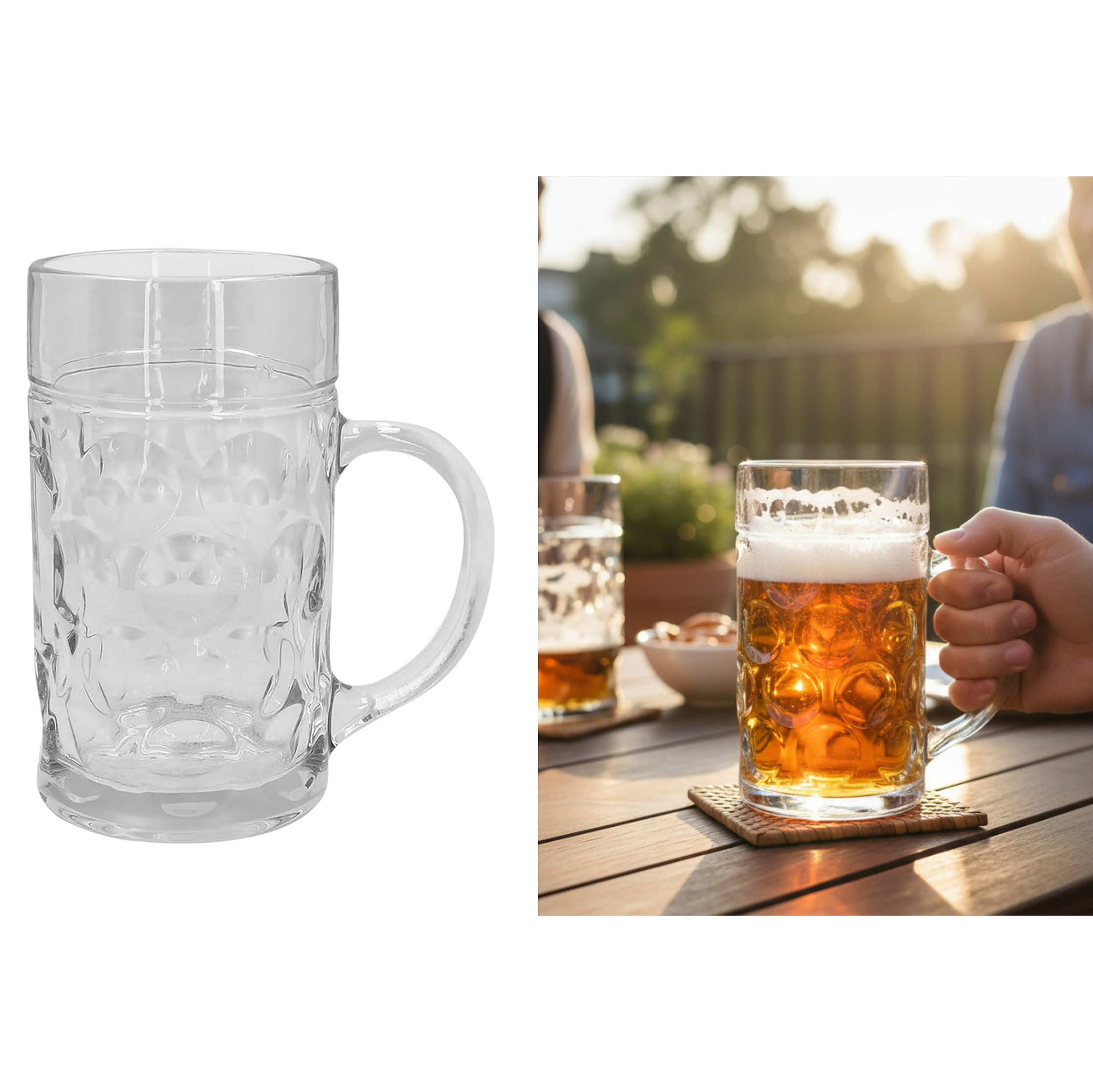 6 x Bierkrüge "Henrik" 1000 ml mit Henkel und Musterung