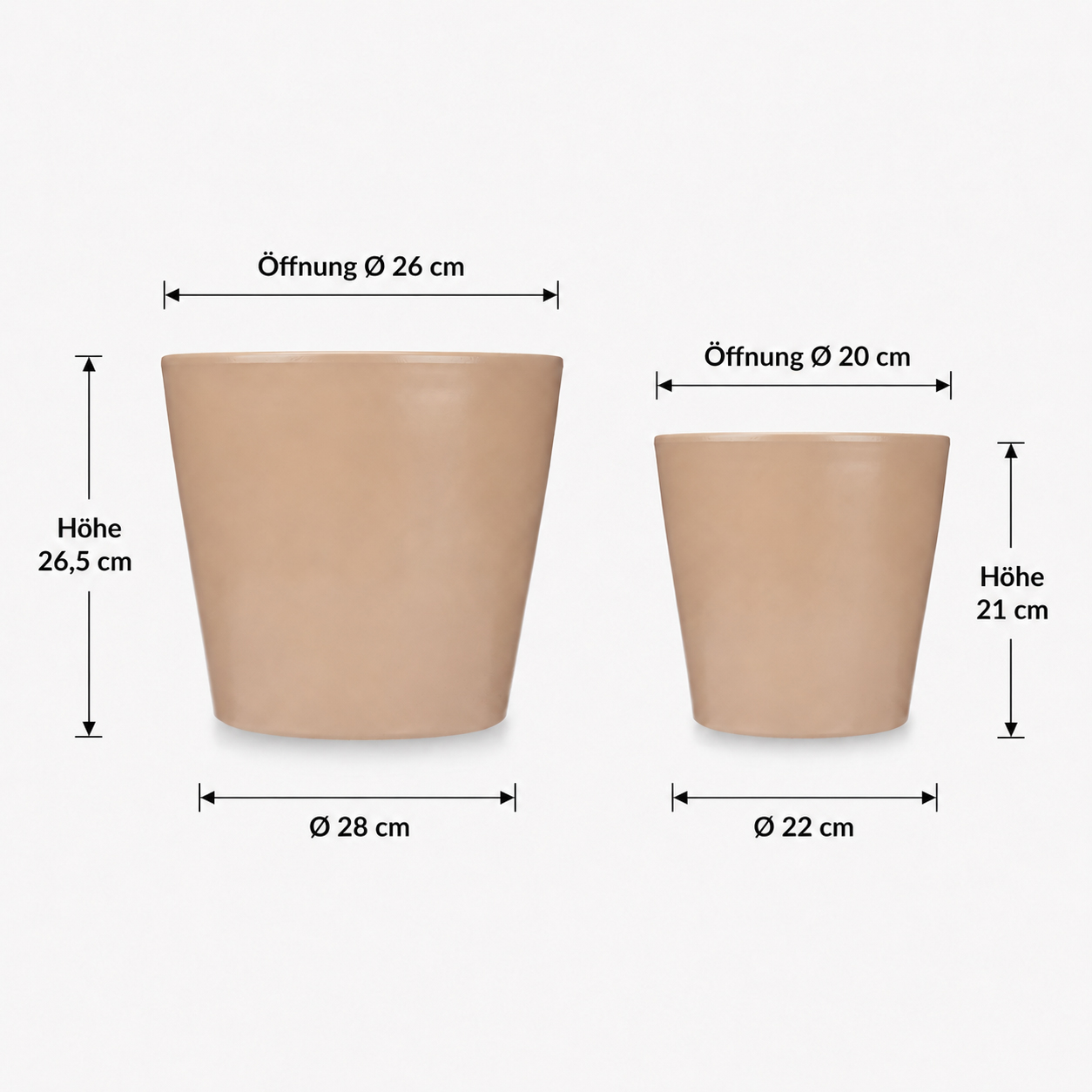 2er Set Blumenübertöpfe "Sophia" aus matter Keramik