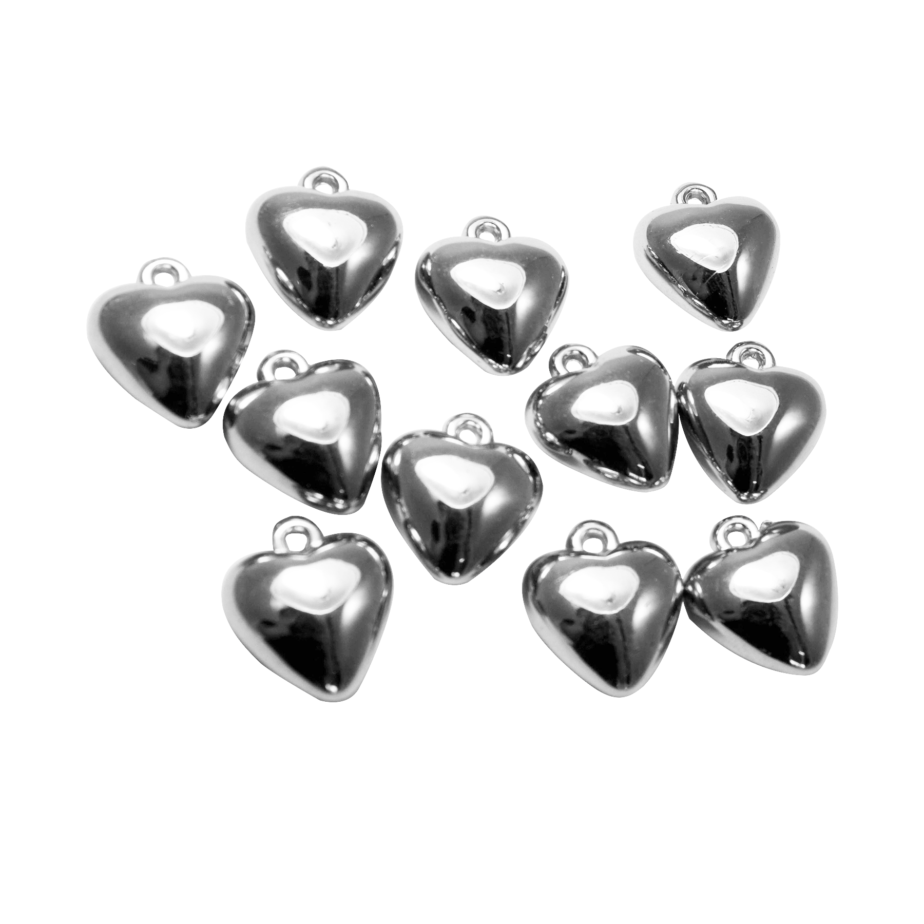 12 x Glasfläschchen - Vasen H 10,5 cm inkl. 12 Herzen mit Öse zum Verzieren