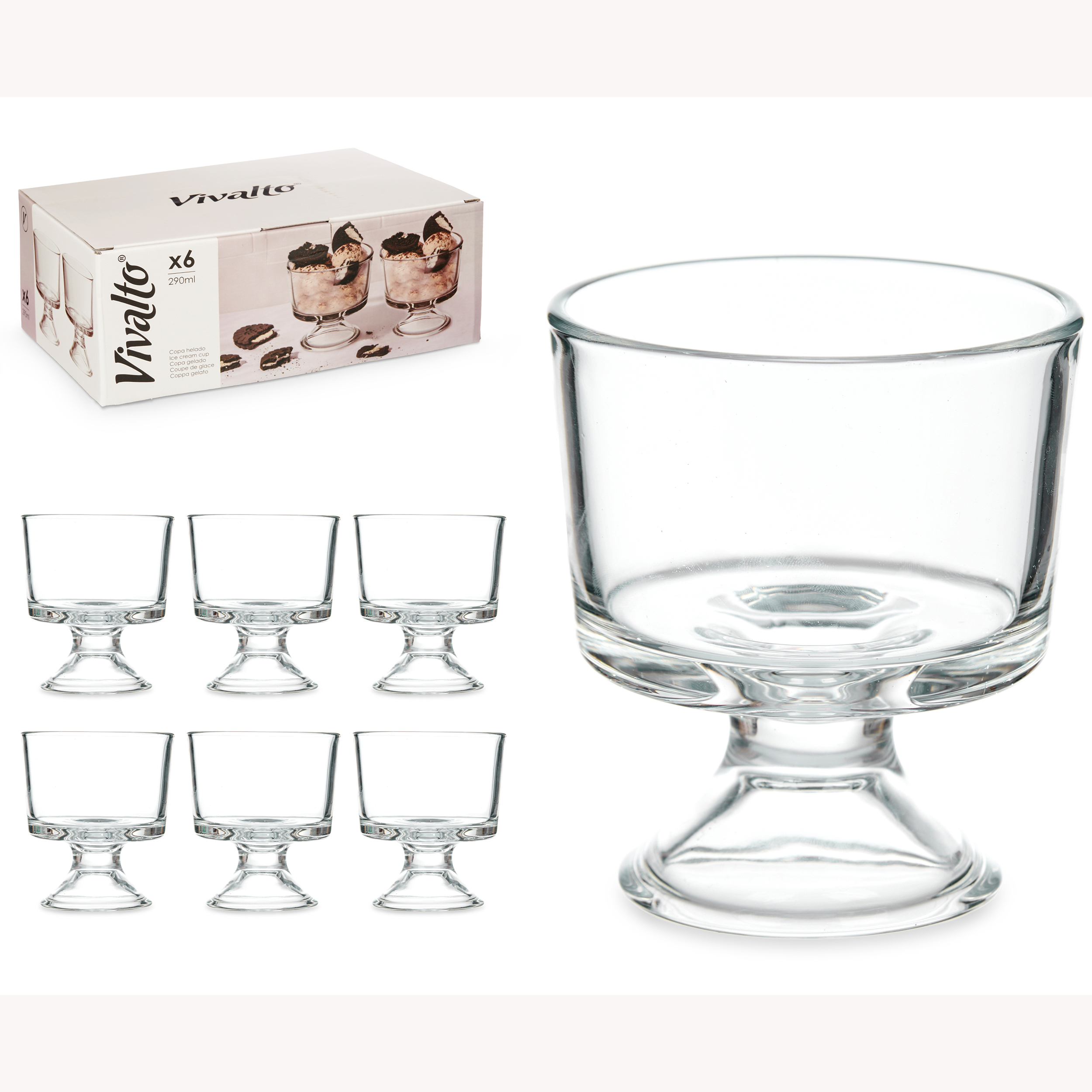 6-tlg. Set Eisbecher und Dessertbecher aus Glas 290 ml