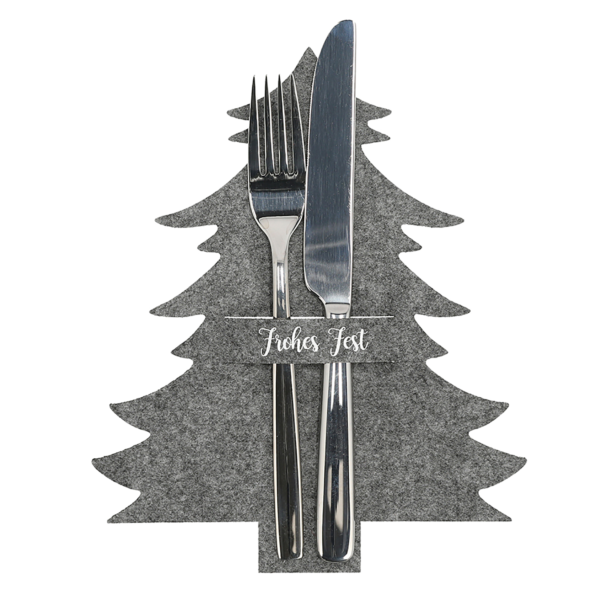 6 x Besteckhalter aus Filz in Tannenbaum-Optik