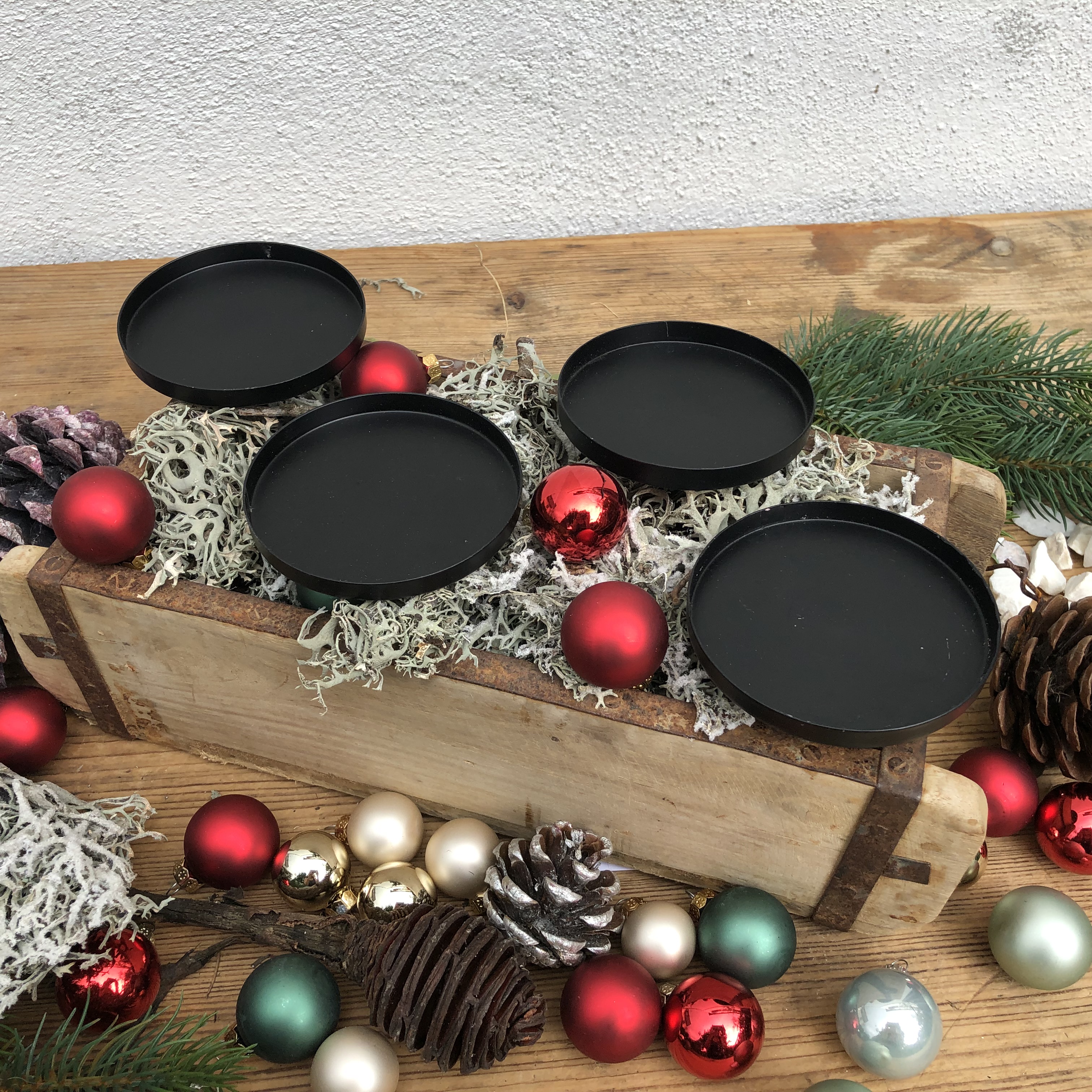 4 x Kerzenhalter aus Metall mit Pick für Adventskranz