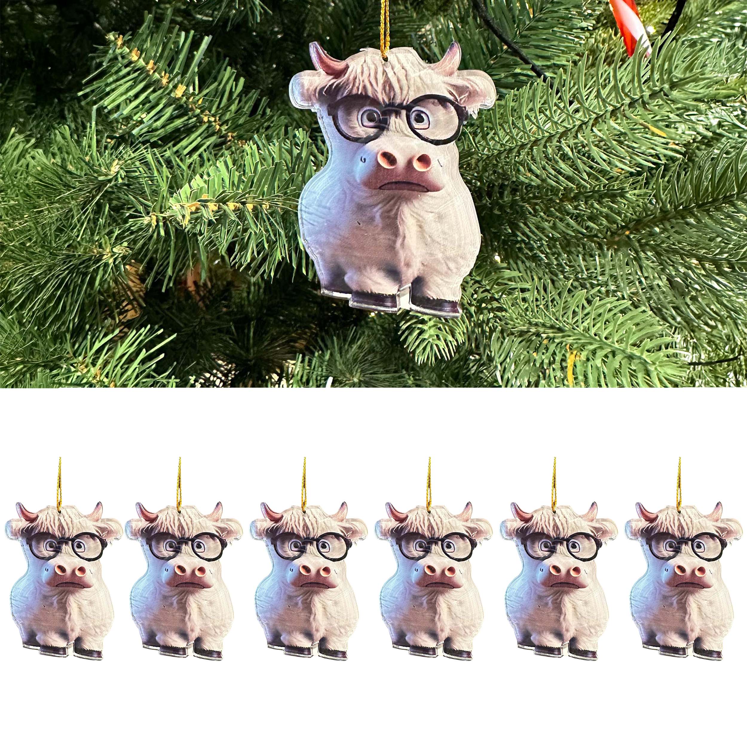 6 x Christbaumschmuck "Kuh - Bauernhof" H 8 cm