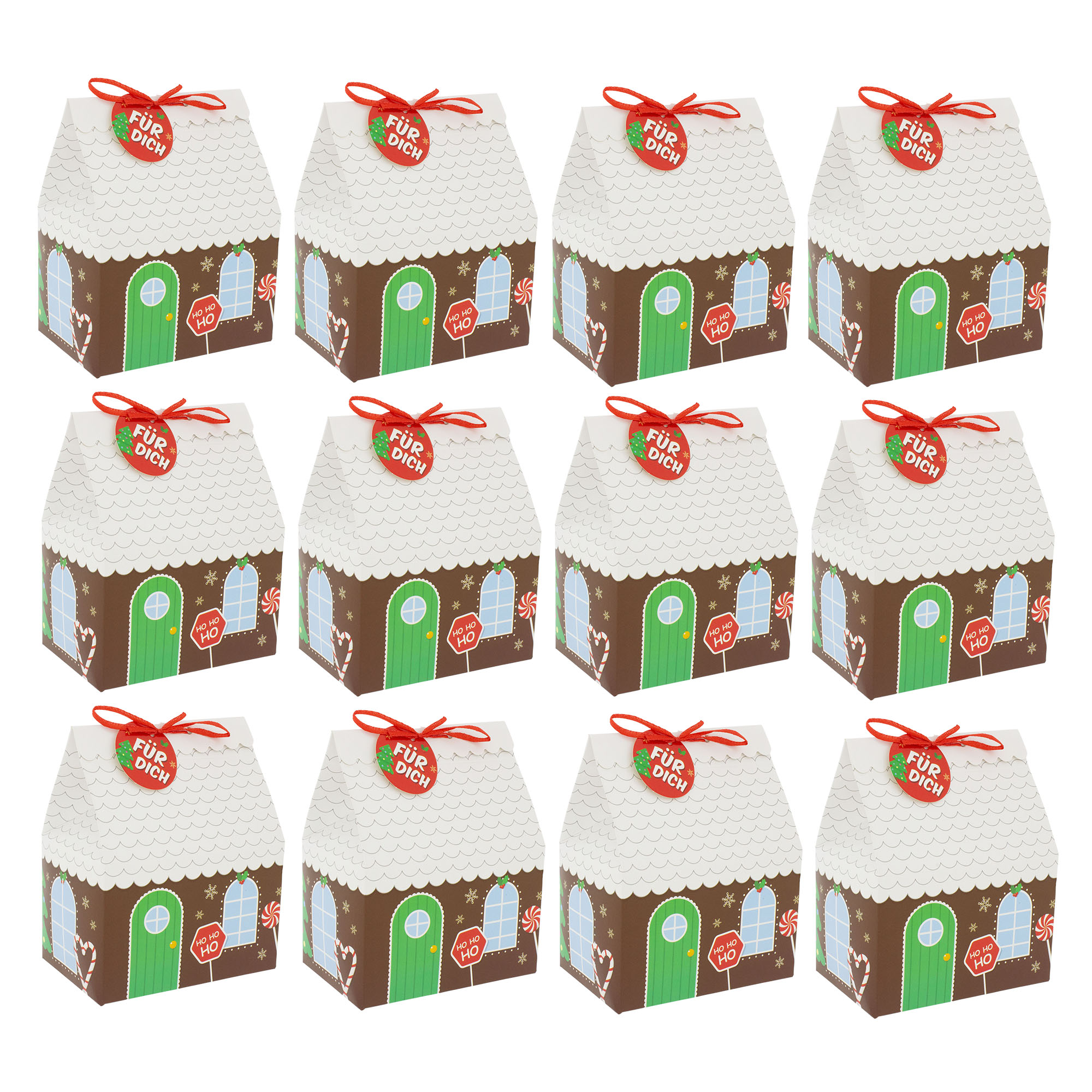 12 x Geschenkbox Kekshaus für Plätzchen