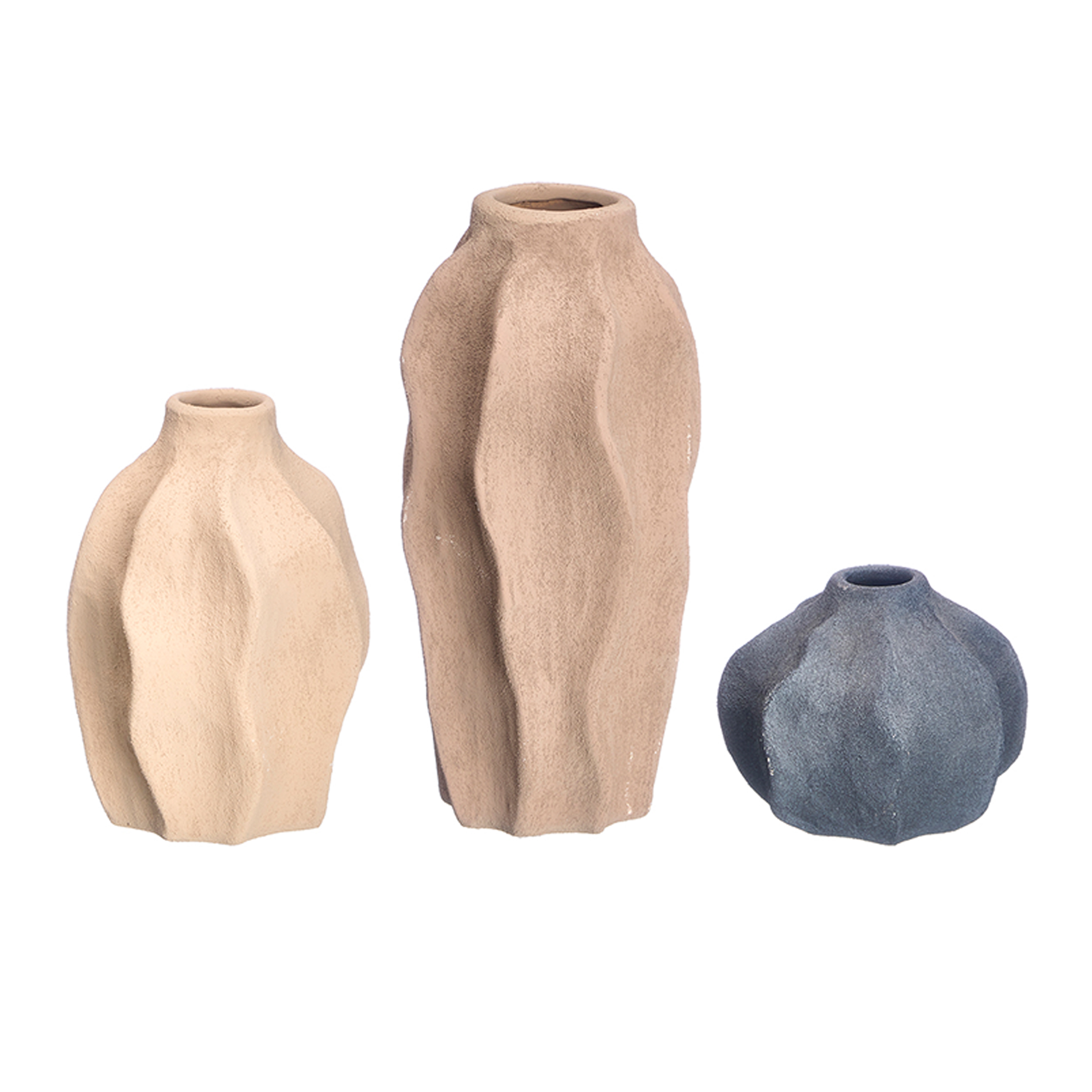Vasen Set "Desert Wave Tuareg" 3-teilig im Wellen Design im Wüsten-Look - Naturfarben
