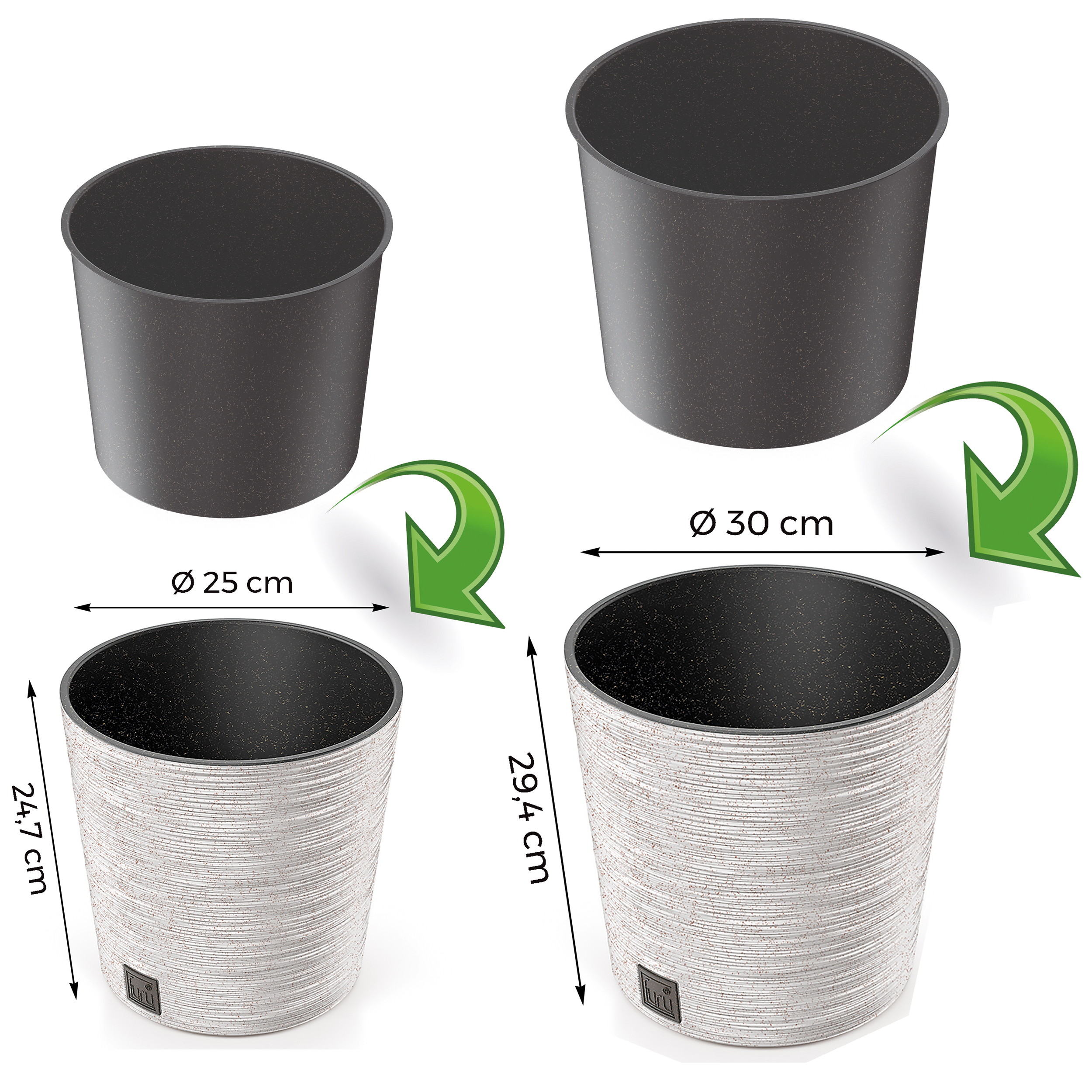 Blumentopf FURU Eco Wood mit 33% echtem Holzanteil