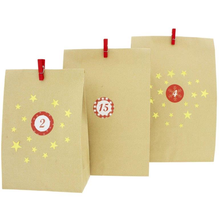 DIY Adventskalender zum Befüllen 72-teilig + 134 Sterne zum Kleben