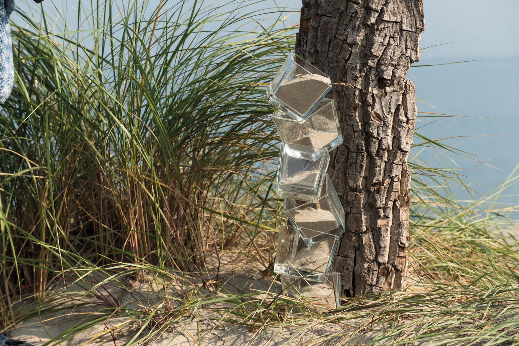6 x Glaswürfel als Windlicht
