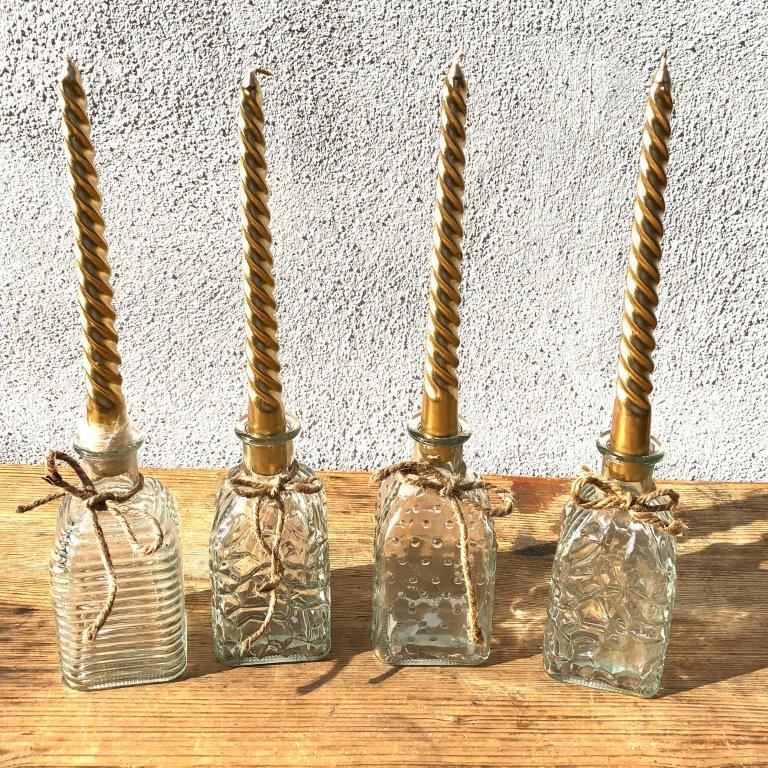 4-tlg. Set Tischkerzen, gedreht - Spiralkerzen L 20 cm