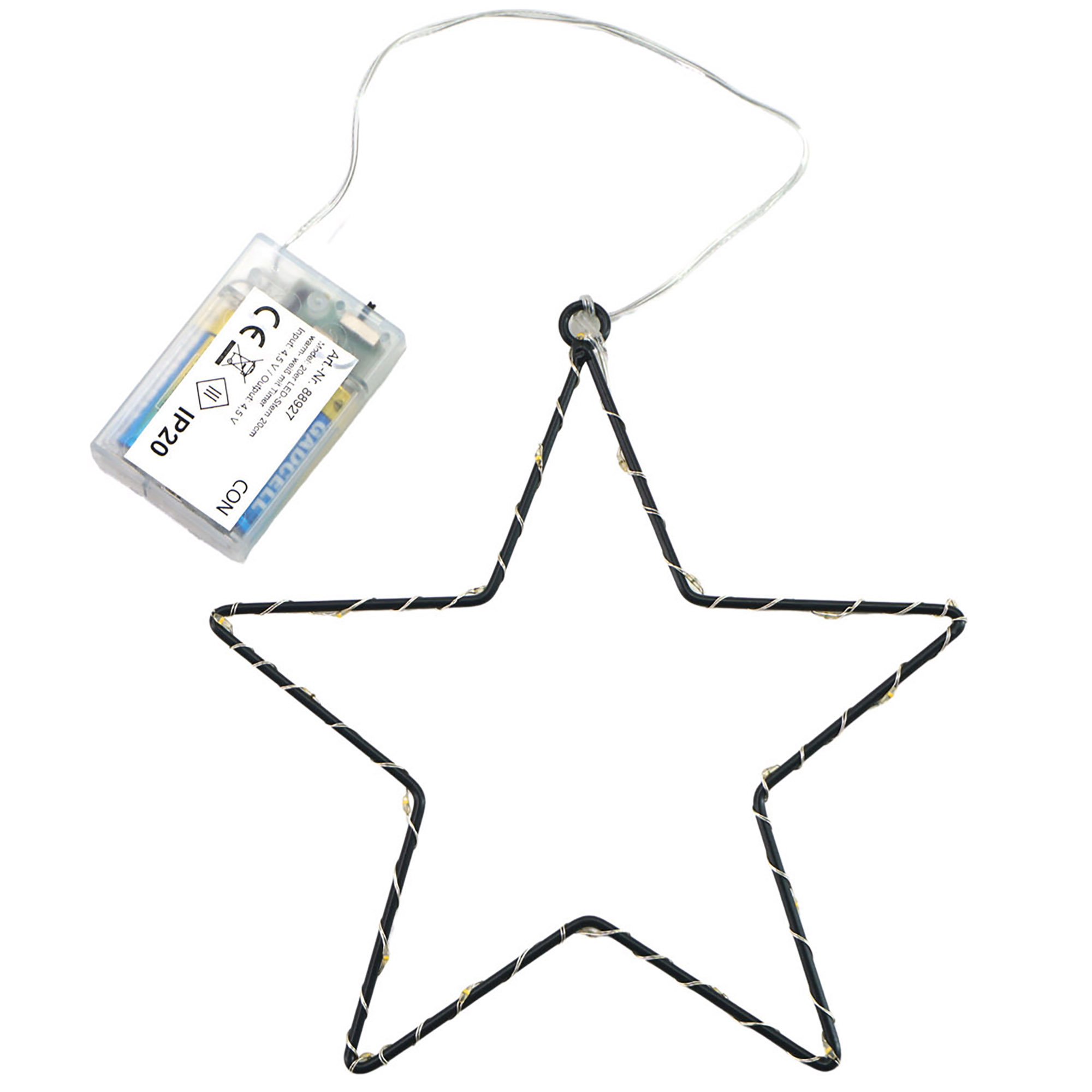 LED Weihnachtsstern - warmweiß mit Timer - batteriebetrieben