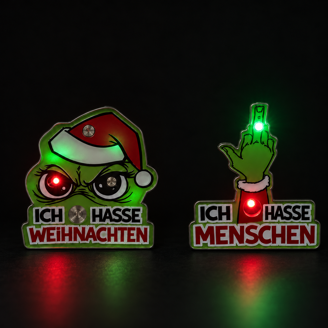 Frecher Ansteckbutton "Festtags-Muffel" mit LED-Licht – das humorvolle Highlight für jede Feier