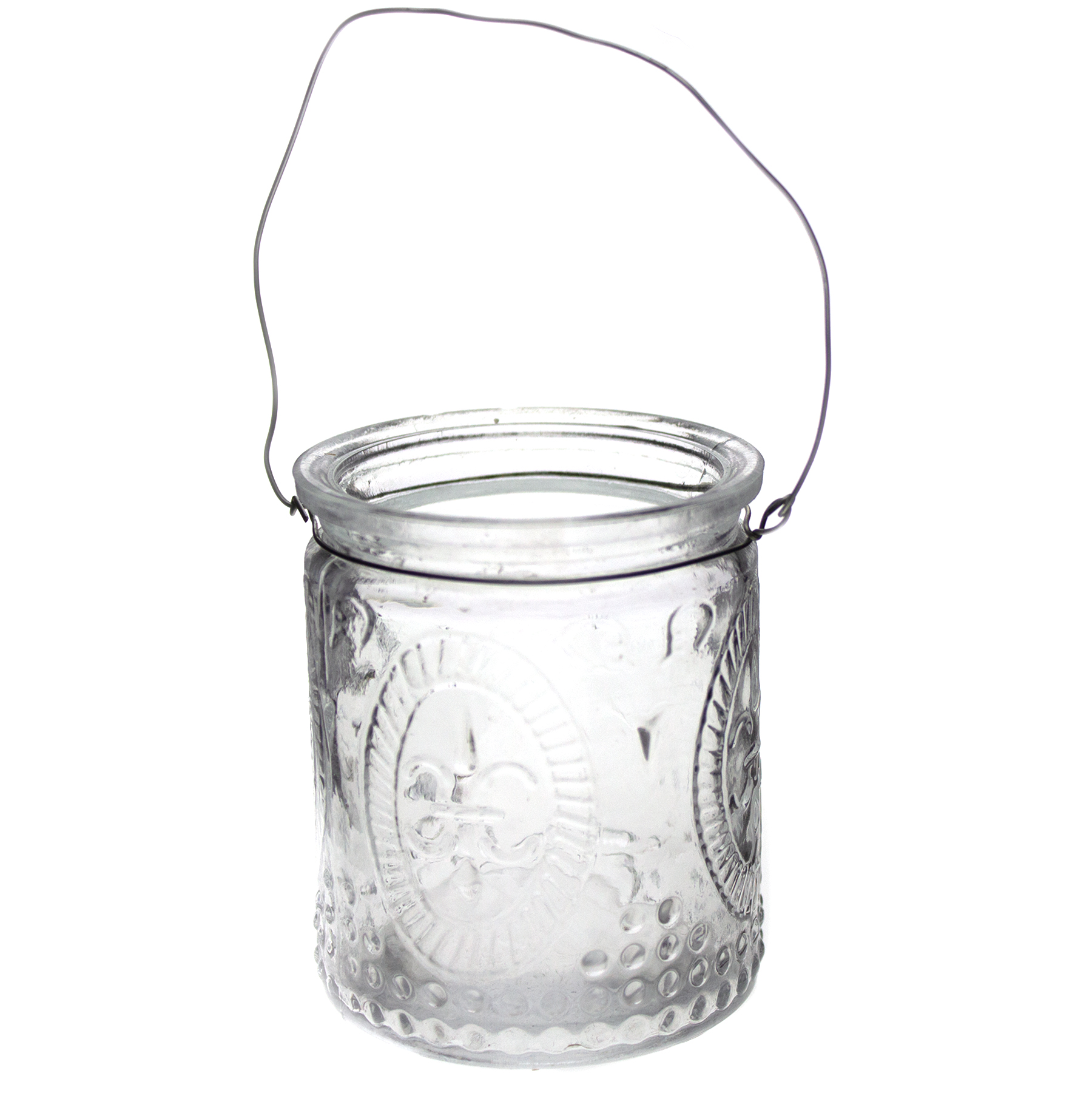 12 x Windlichter aus weissem Glas mit Henkel