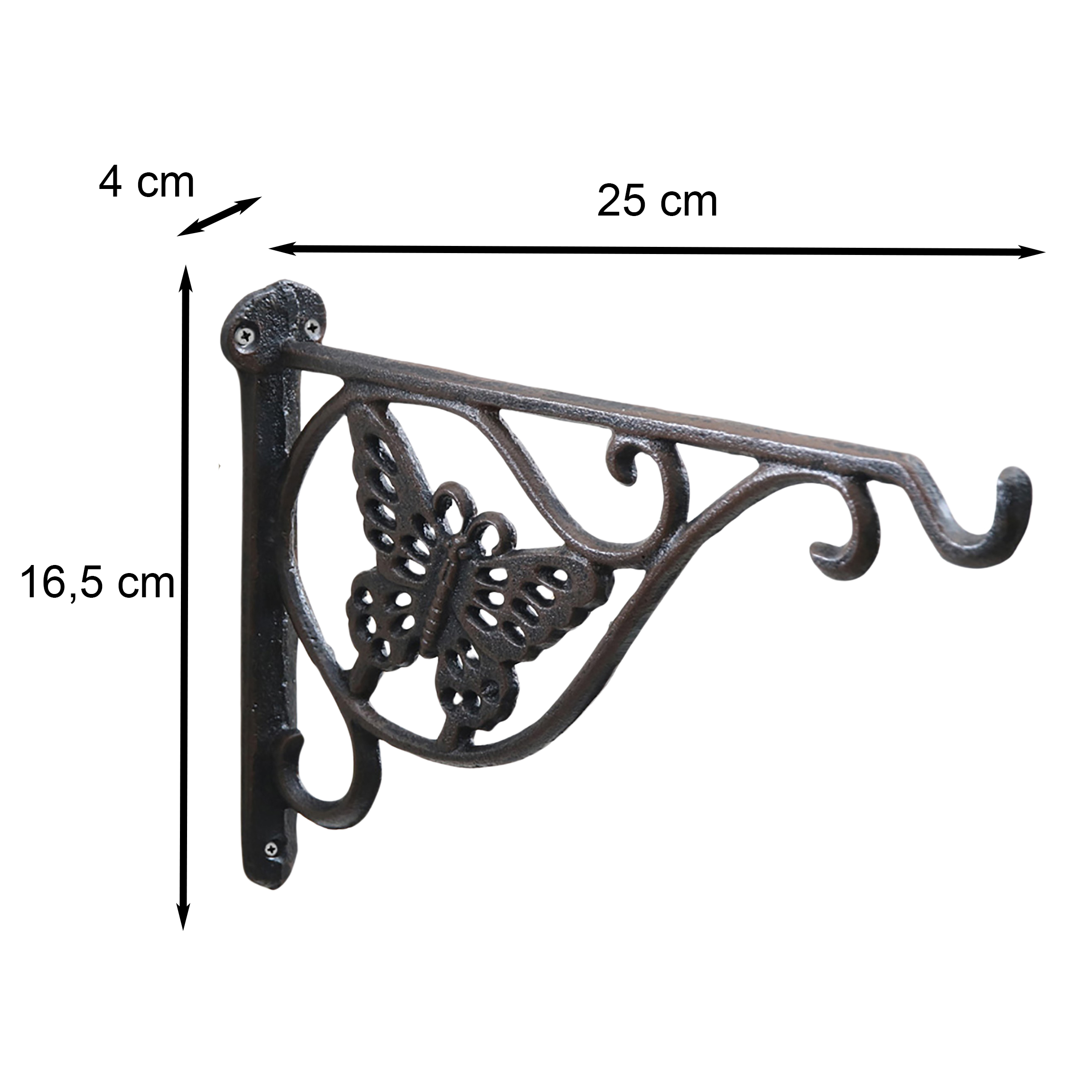 2er Set Konsole aus Gusseisen mit Haken im Antik-Finish