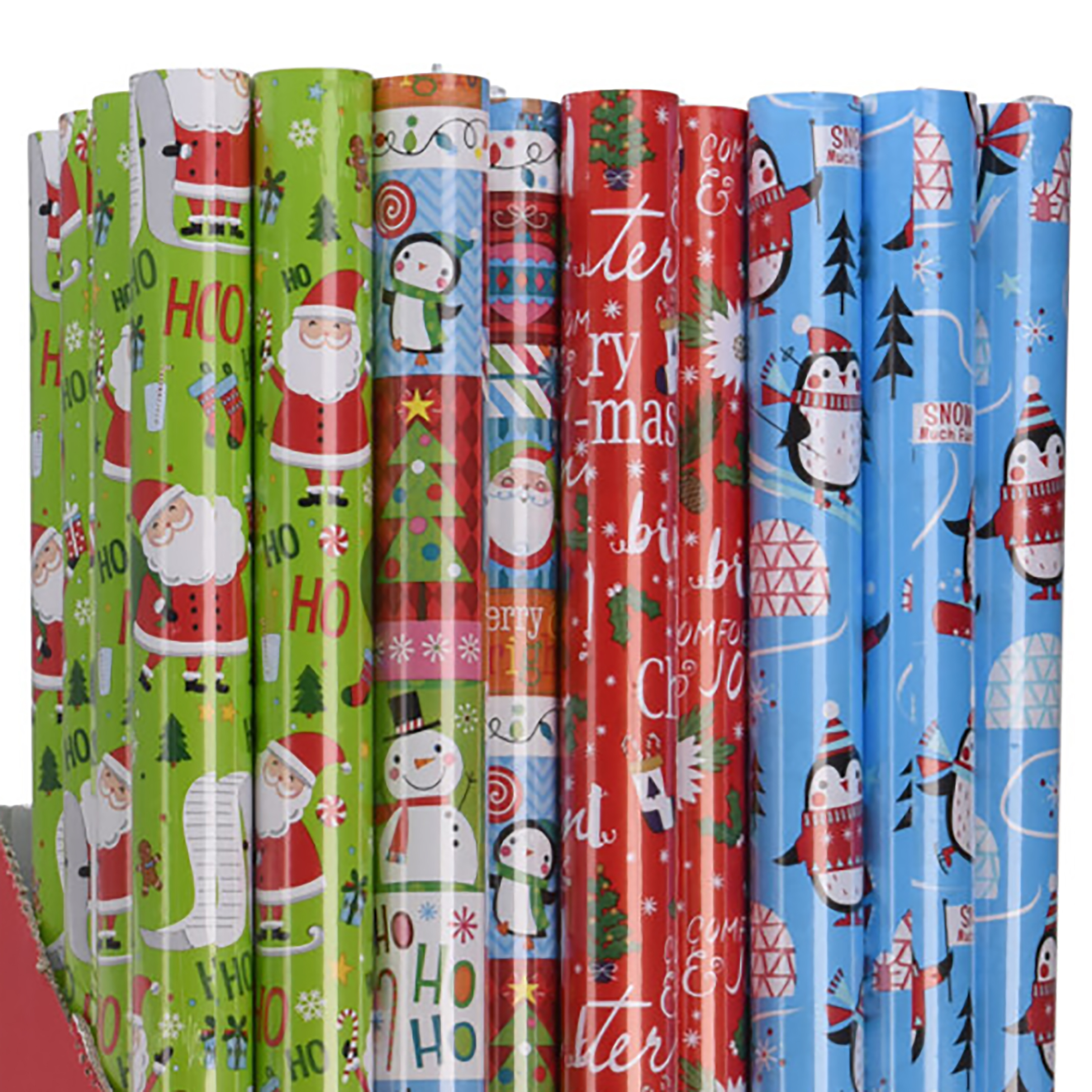 4 Rollen Geschenkpapier Weihnachten für Kinder / Pro Rolle 500 x 70 cm