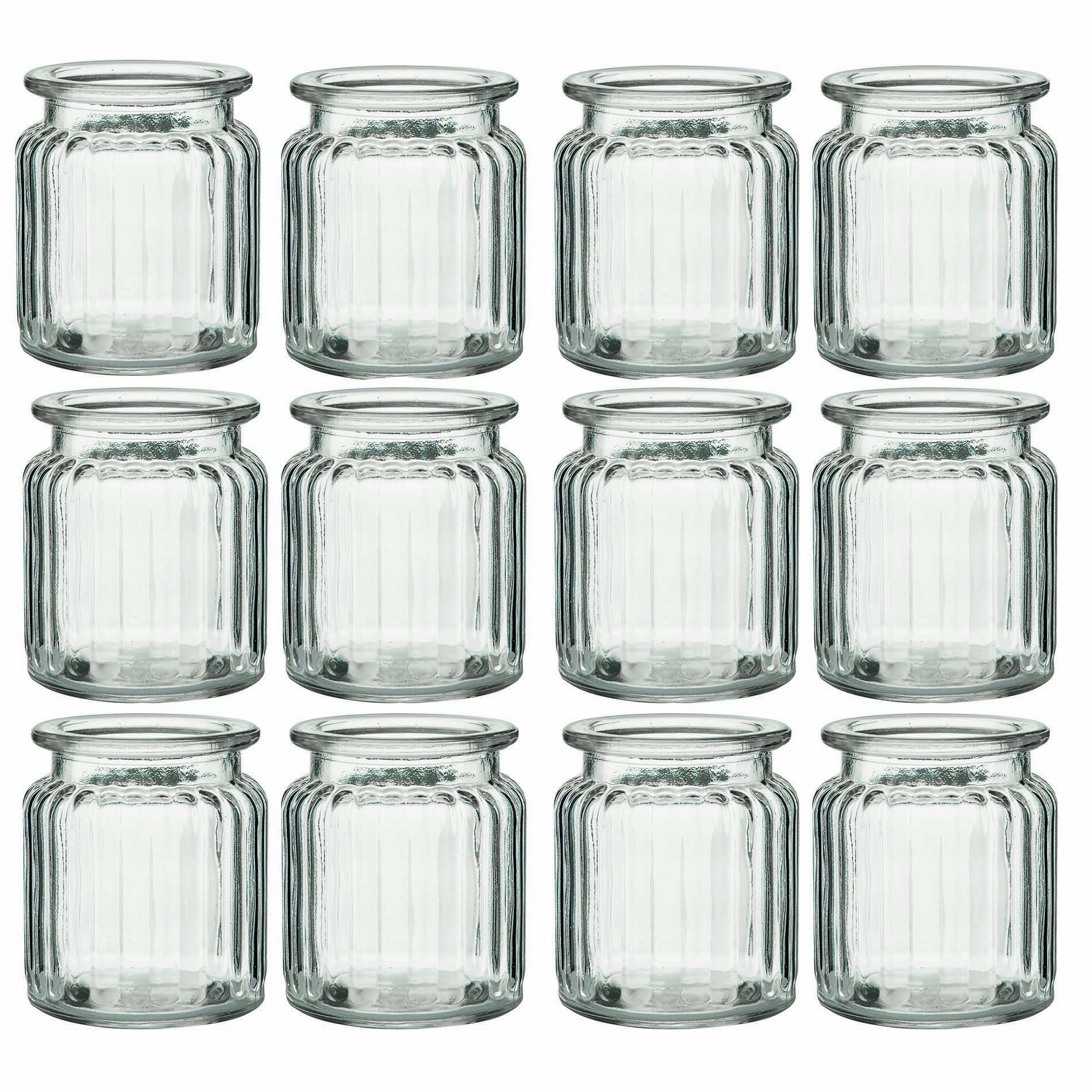 12 x Windlichter geriffelt mit 12 Herzen und Öse zum Hängen