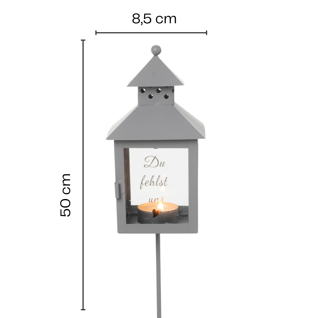 Laterne Grablicht aus Metall zum Stecken H 50 cm