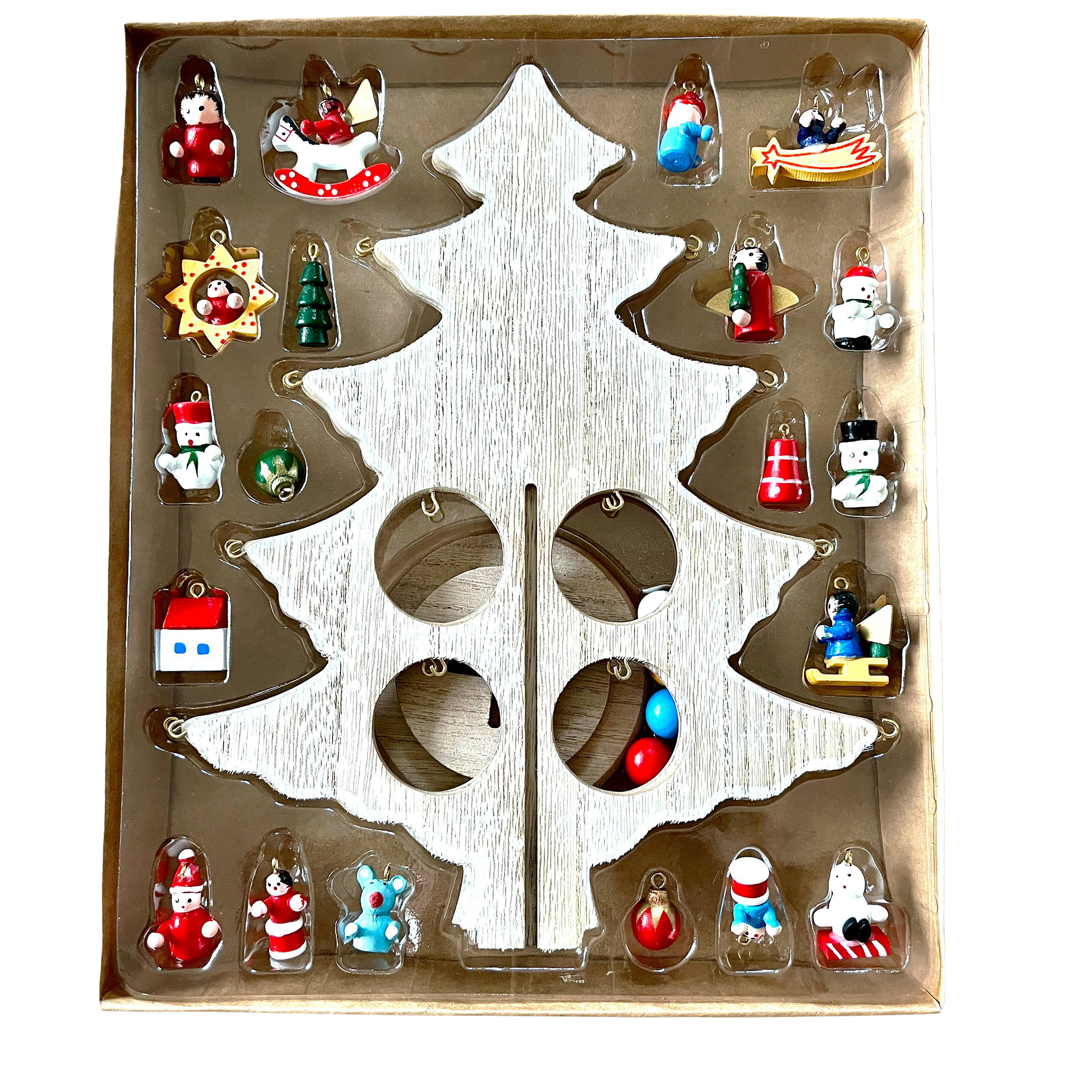 "Zauberwald Christbaum" aus Holz mit 24 x Baumhänger