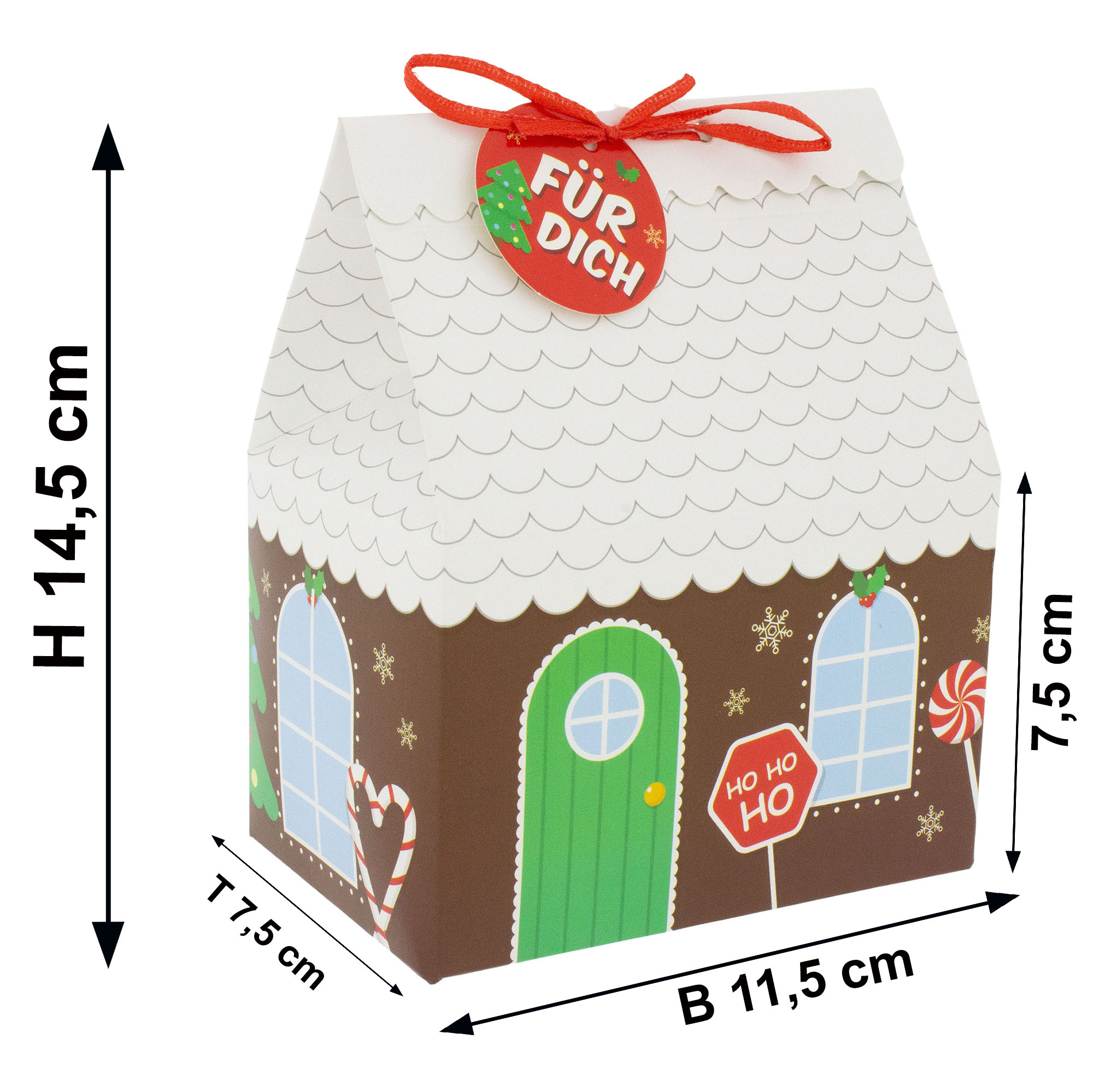 12 x Geschenkbox Kekshaus für Plätzchen