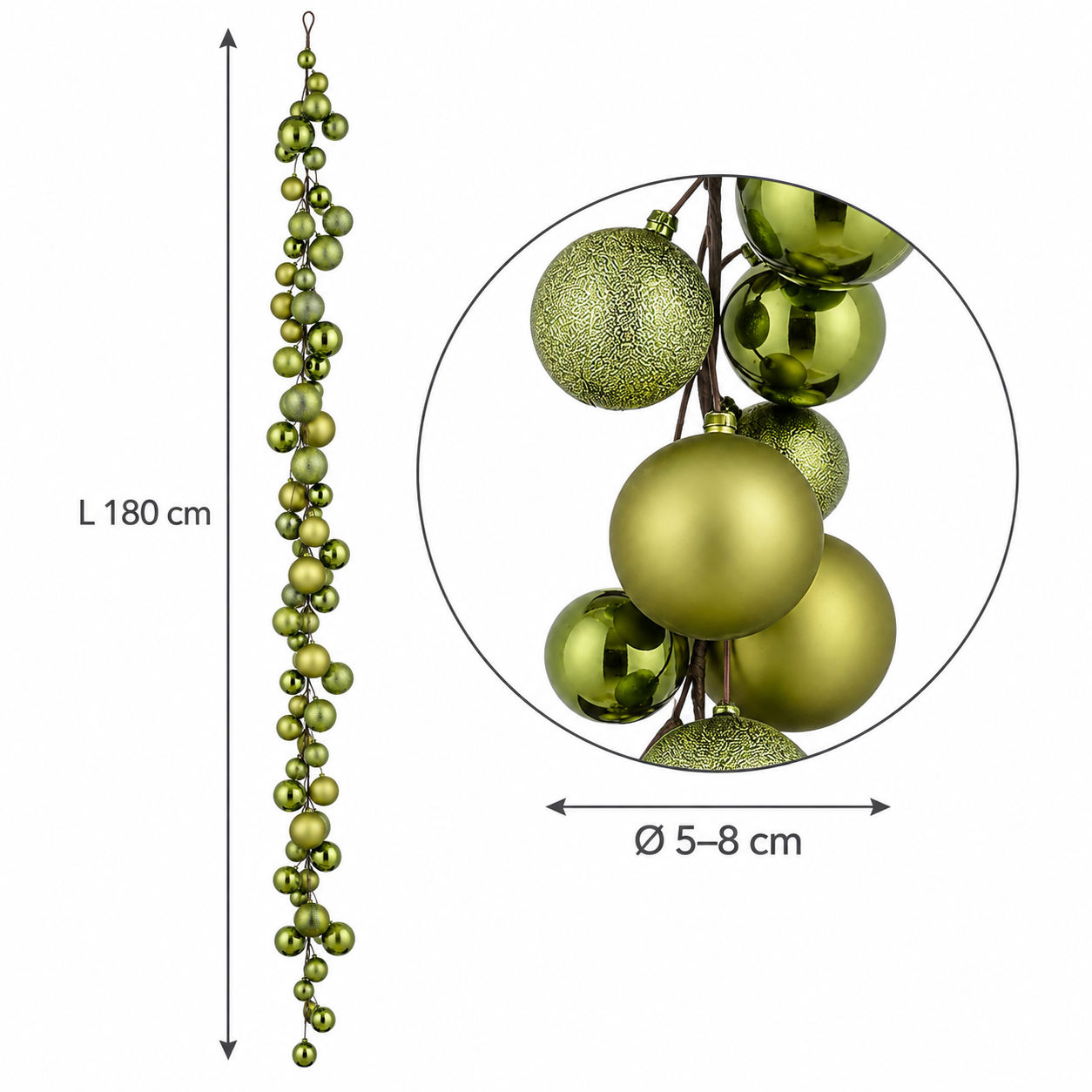 Girlande Weihnachten aus Kunststoff - L 180 cm - wetterfest