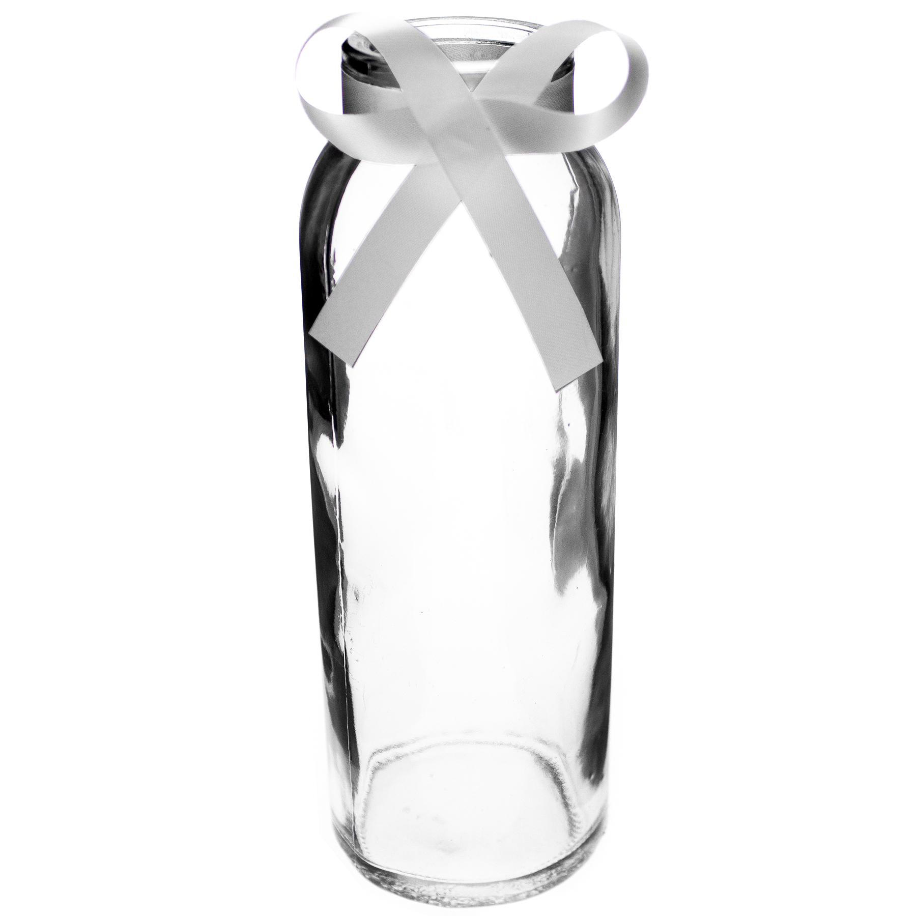16 x Glasflaschen im Landhausstil + gratis Dekoband H 16 cm