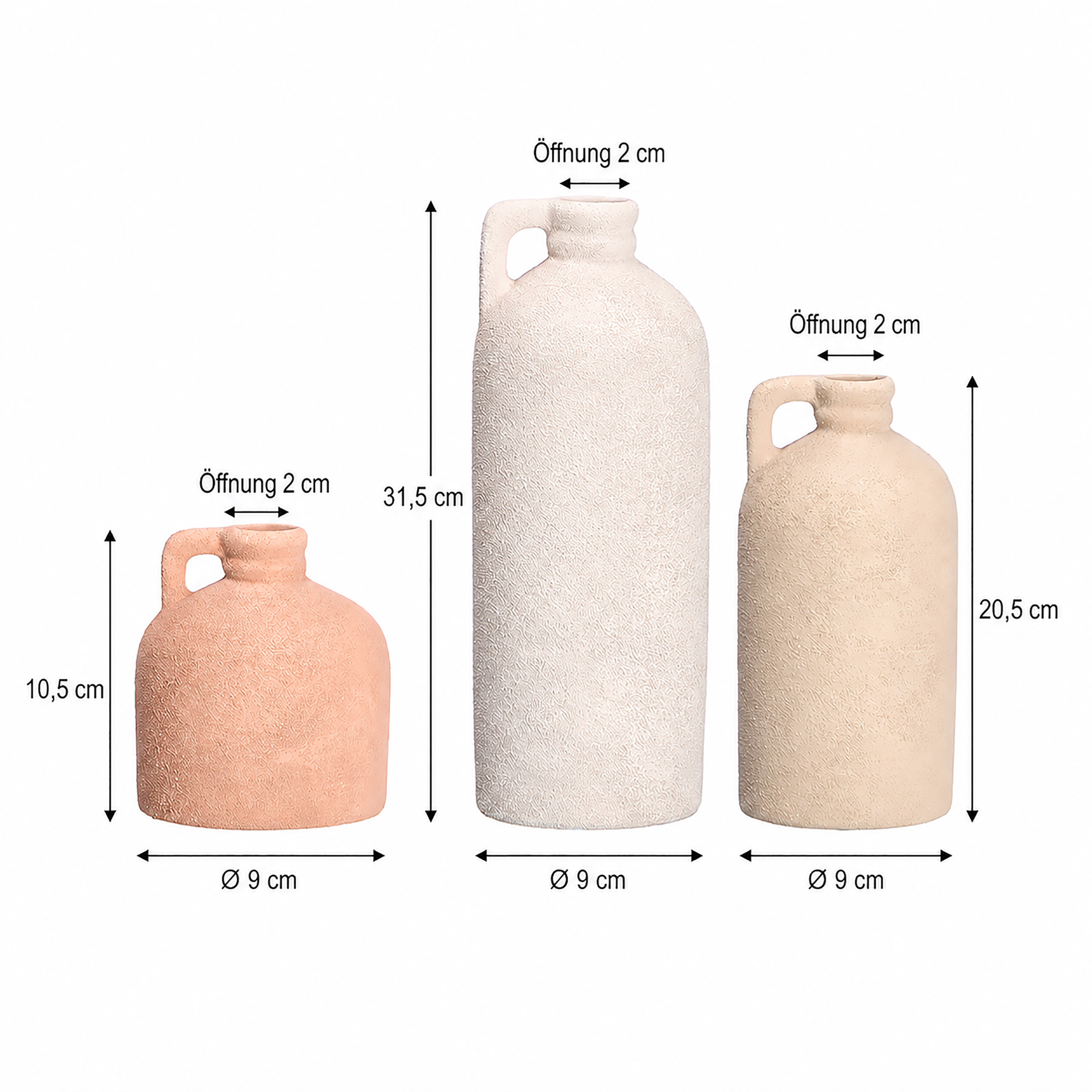 Vasen Set Desert Aura Anfora aus Terracotta – 3er Set im Wüstenstil