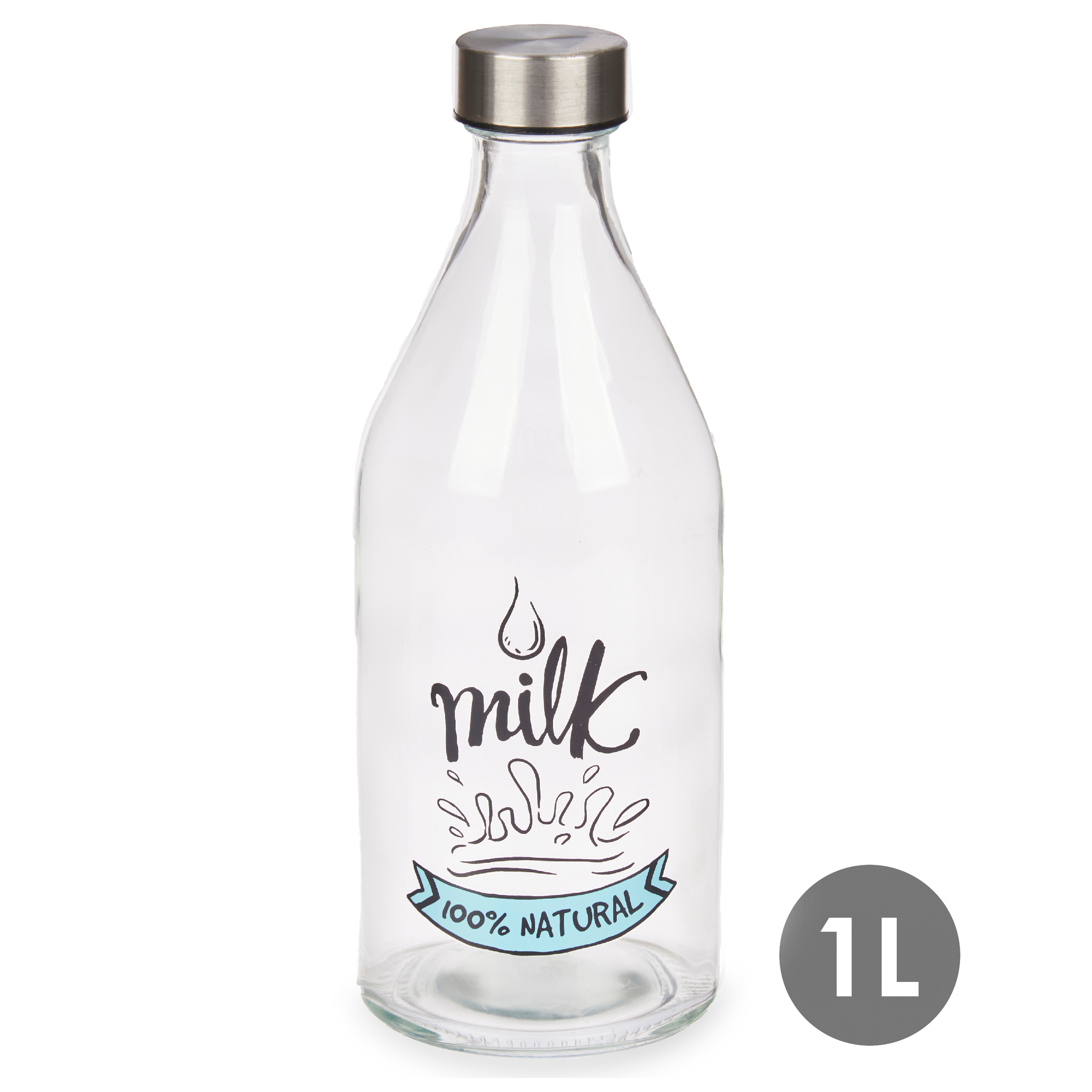 Stilvolle Milchfflaschen mit Schraubdeckel aus Edelstahl 1 Liter