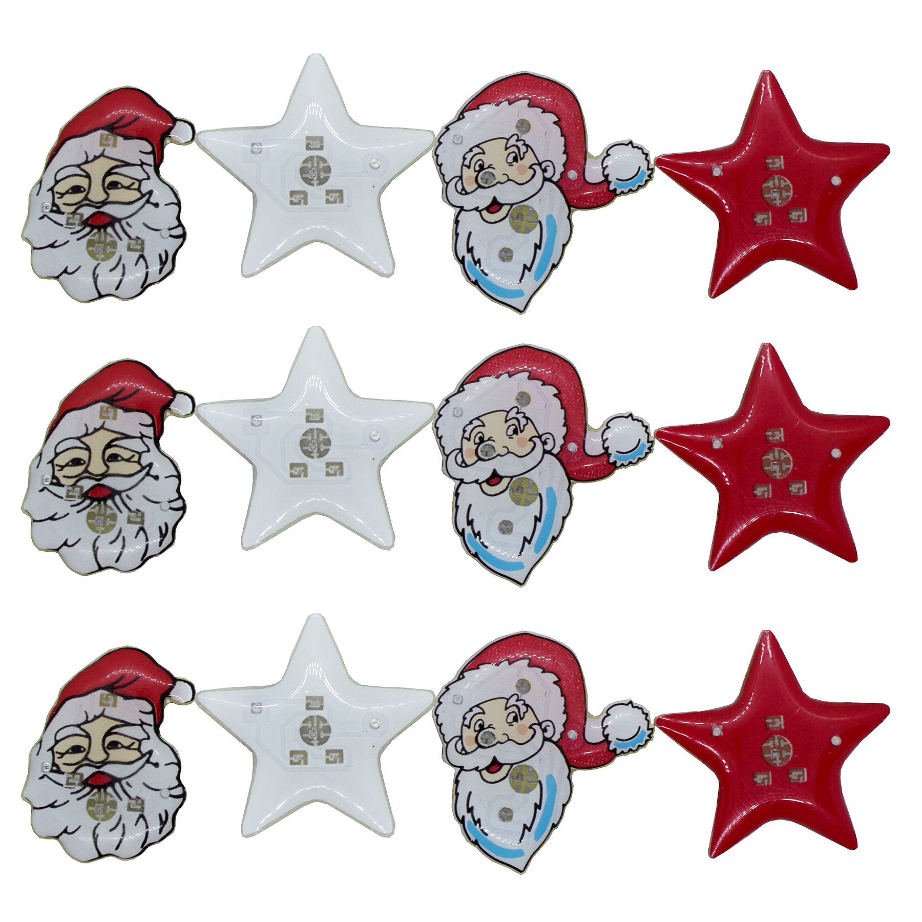 12 x Weihnacht Buttons zum Anstecken mit LED Licht