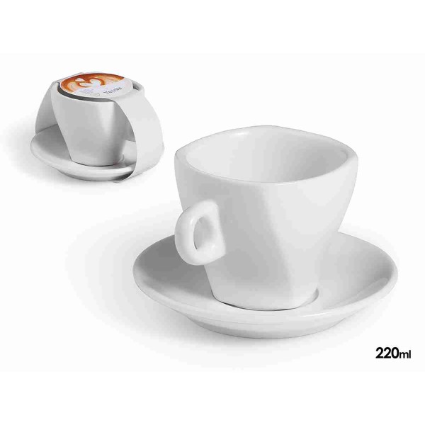 6er Kaffeetassen Set aus Porzellan mit Unterteller - 180 ml