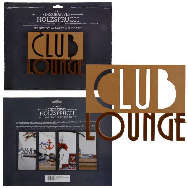 Holzschrift 3D Club Lounge Doppelreihig 16,3 cm