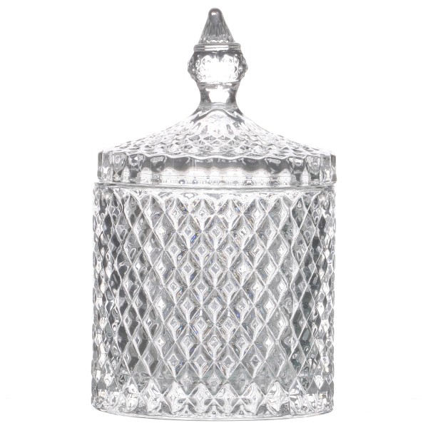 Glasschale/Bonboniere mit Deckel im Empirestil H 17,5 cm