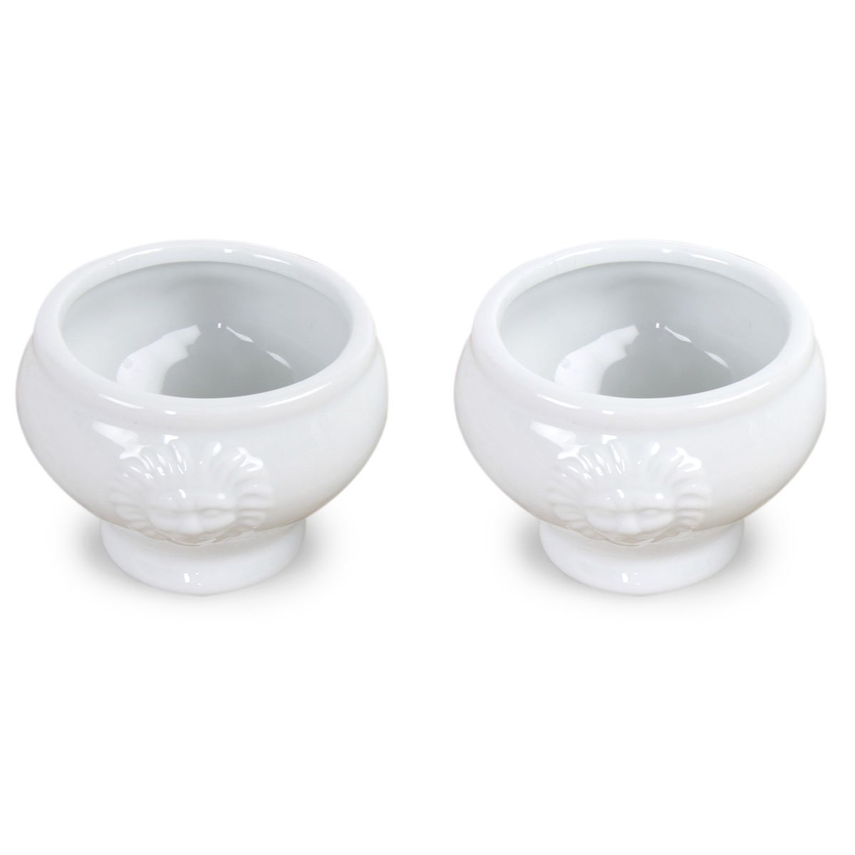 4 x Edler Eierbecher mit Löwenkopf aus Porzellan von "LINDO COLLECTION" in weiss 