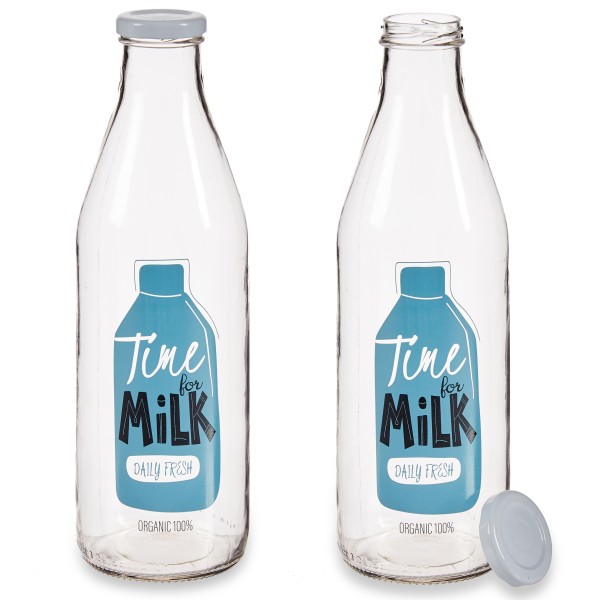 Stilvolle Milchflaschen mit Schraubdeckel aus Metall 1 Liter