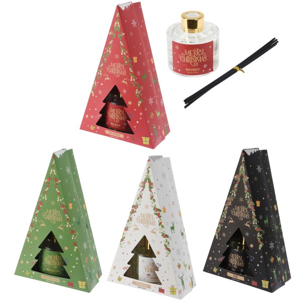 4-tlg. Set Raumduft-Lufterfrischer mit Stäbchen - Weihnachtsedition - 4 x 100 ml - 4 Düfte