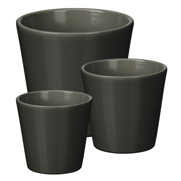 3er Set Blumenübertöpfe "Elena" aus Keramik - in konischer, runder und Zylinderform