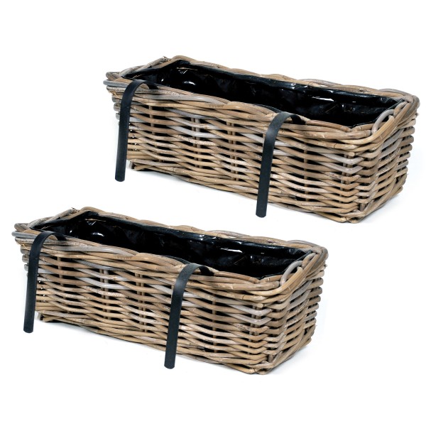 Blumenkasten "Marie" aus Weide mit Folie und Halterung