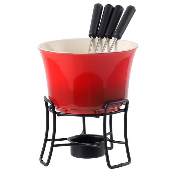 Schoko-Fondue-Set aus Keramik inkl. Rechaud und Fonduegabeln