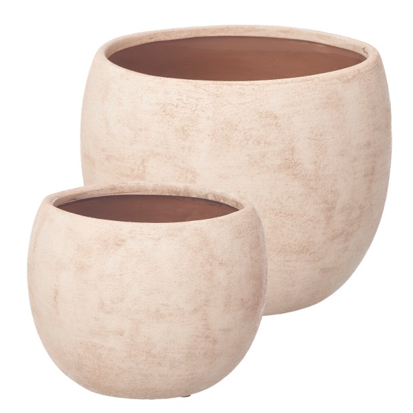 2er Set Blumenübertöpfe "Lina" in mattem Natur-Look Ø 19 cm / 25 cm