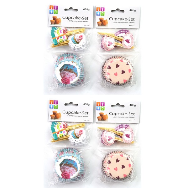 Muffinförmchen aus Papier mit Schildern 192-tlg. Set